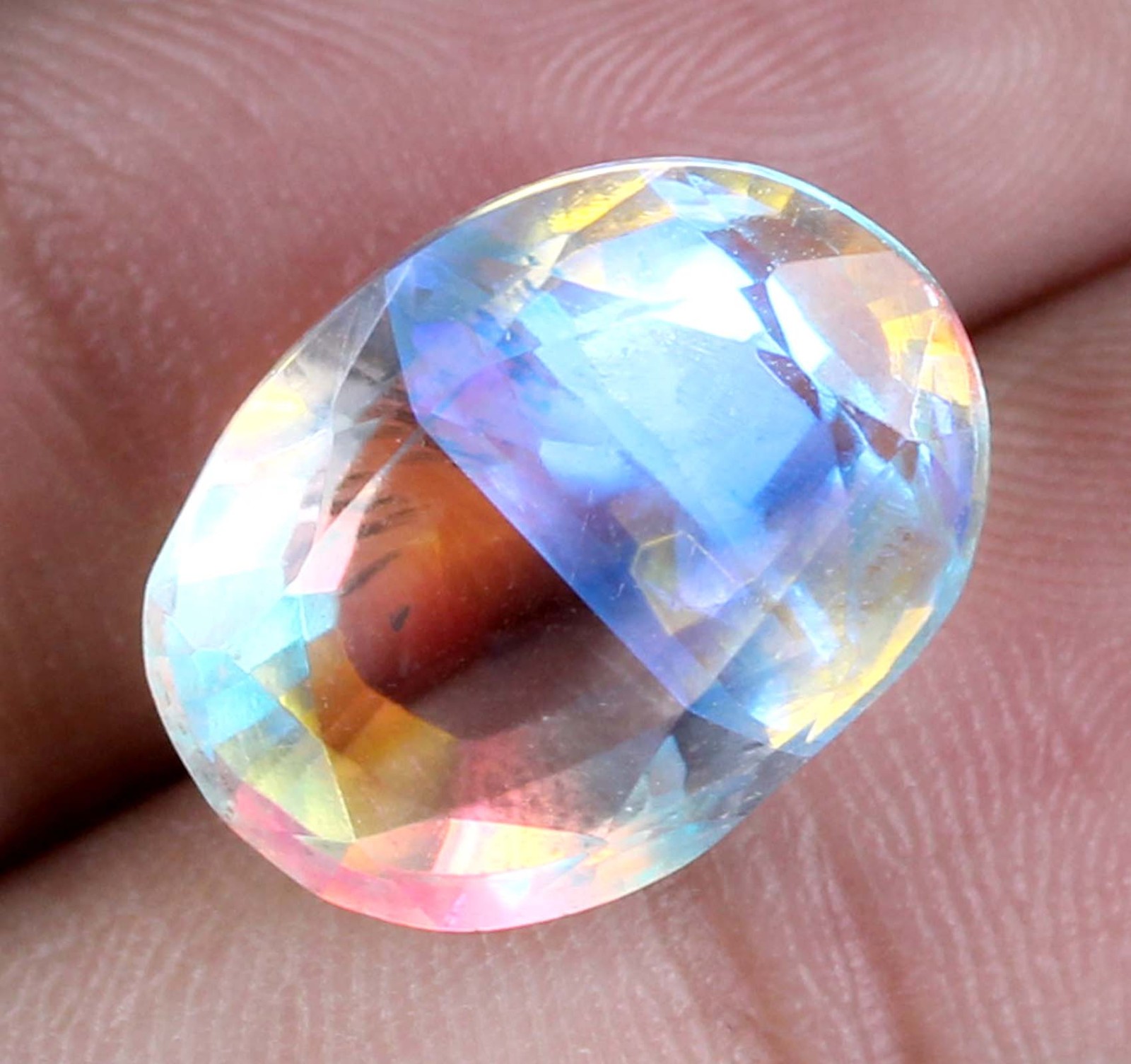Loose Gemstone 10.15 Ct/15 mm Natural Oval Rainbow Mystic Topaz Certified
