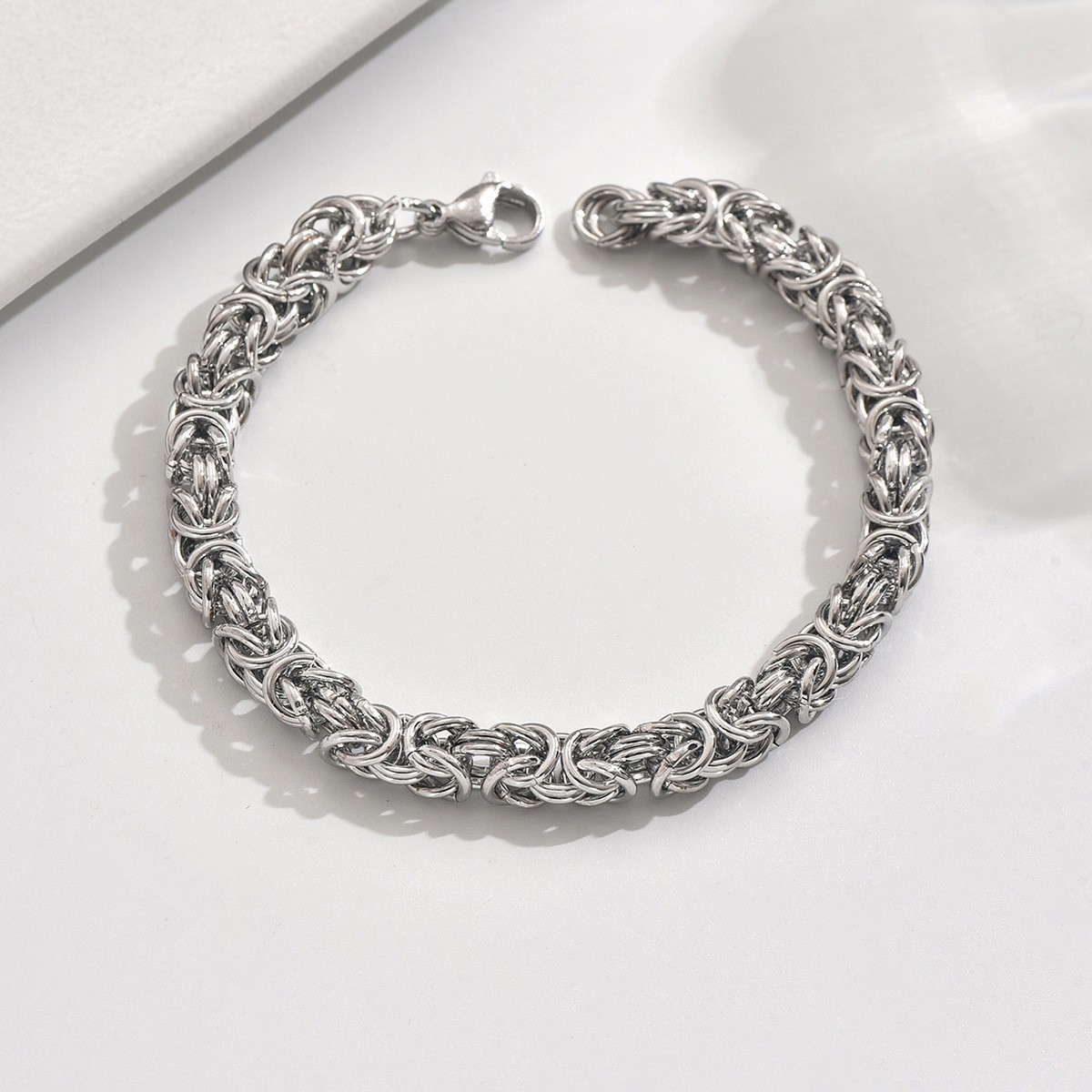 Fashion Silver Plated Alloy Polished Braided Keel Chain Bracelet for Women & Men