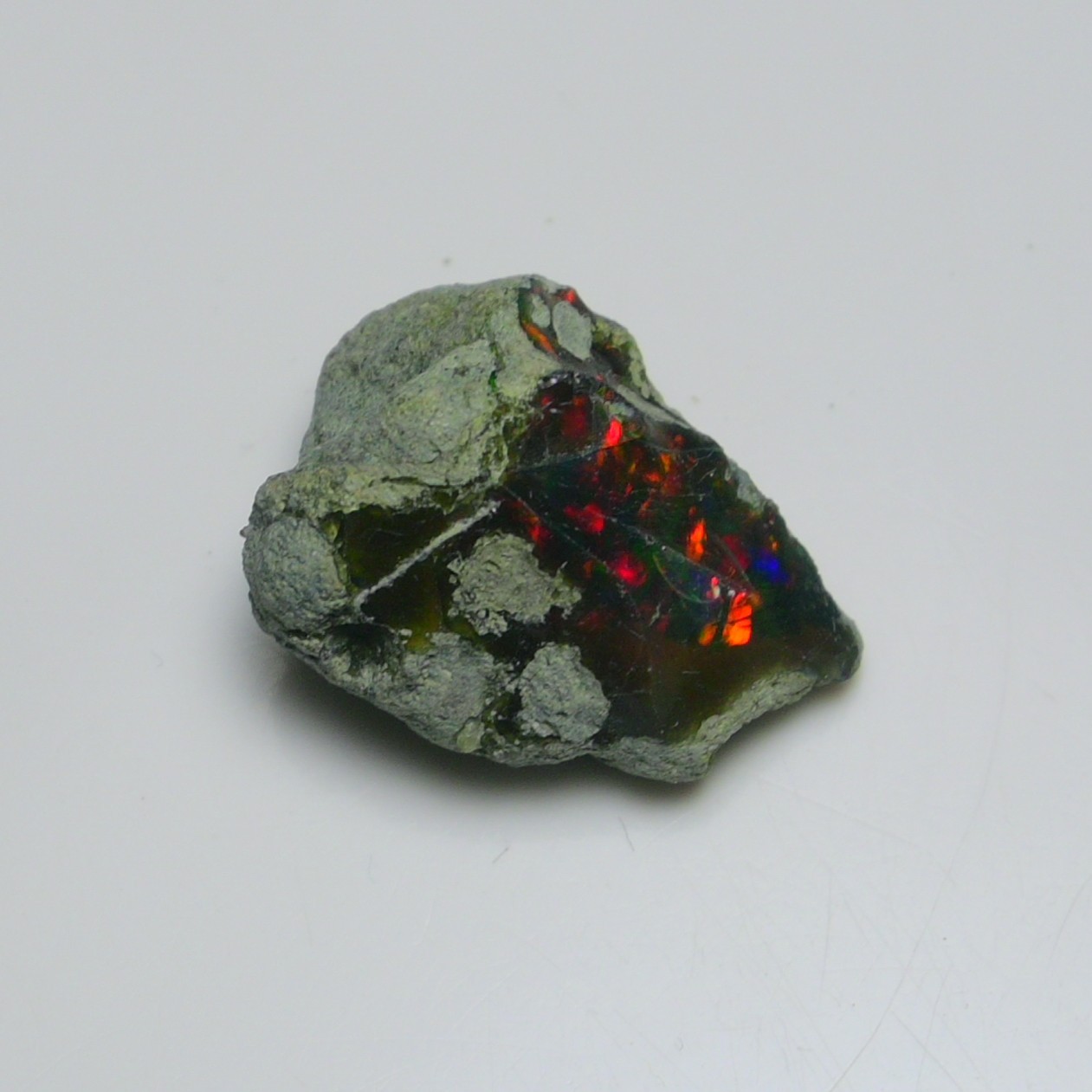 12ct Natural Black Opal Rough Ethiopian, Fire Opal Gemstone, 20x16MM Welo Opal