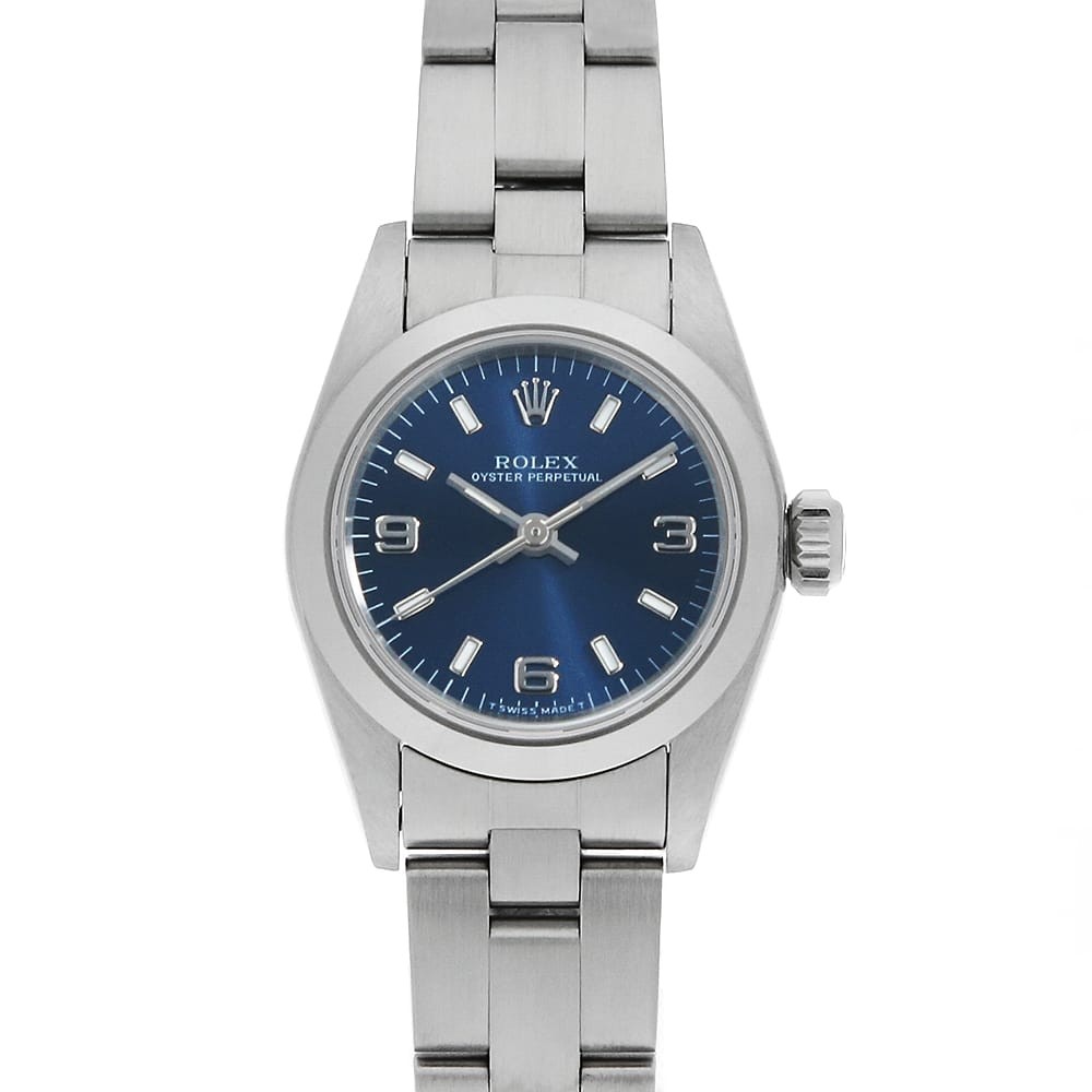 ROLEX Oyster perpetual 67180 blue 369 white bar U Number second hand Women