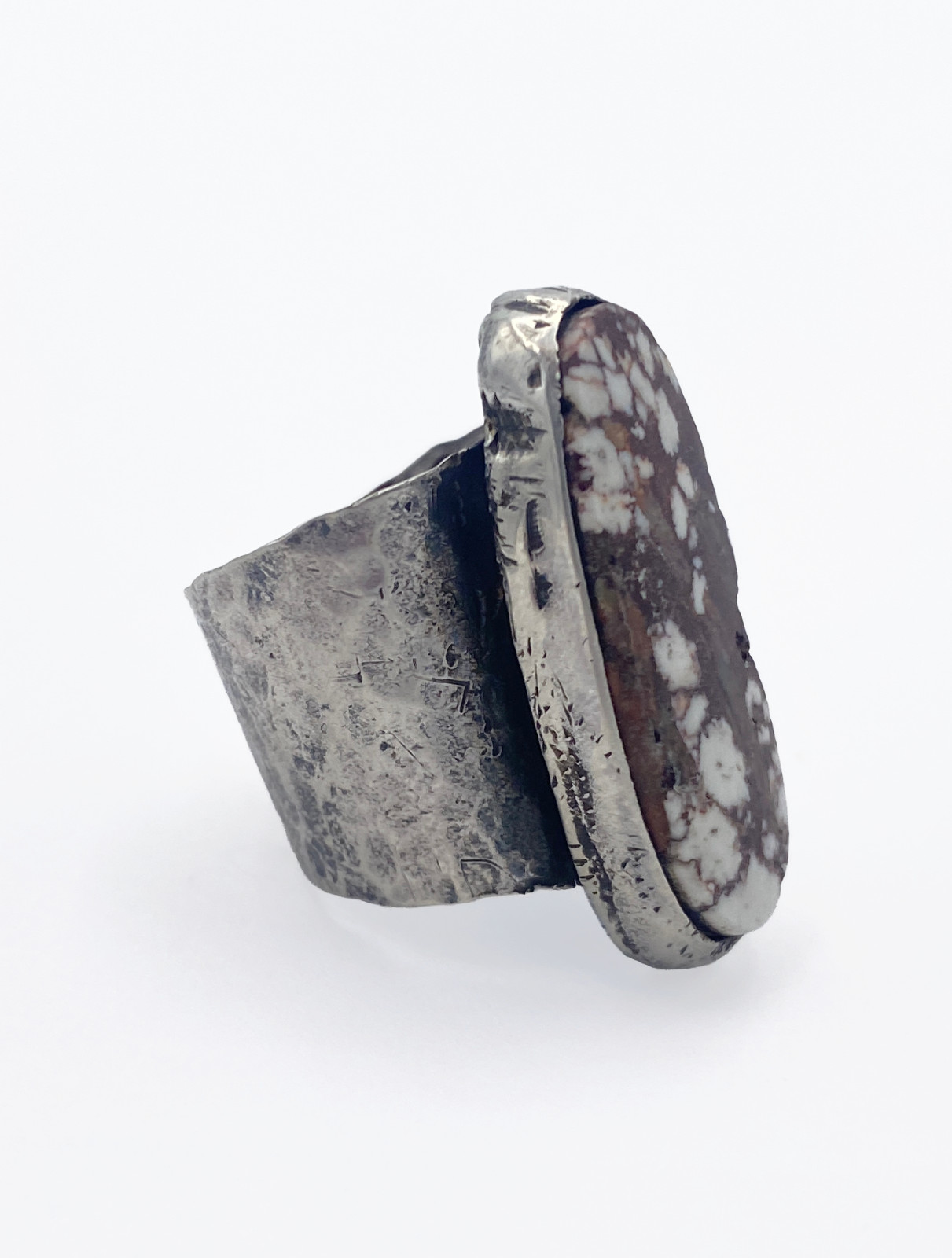 Wild Horse Jasper Sterling Silver Statement Ring Size 5 Brown White Artisan