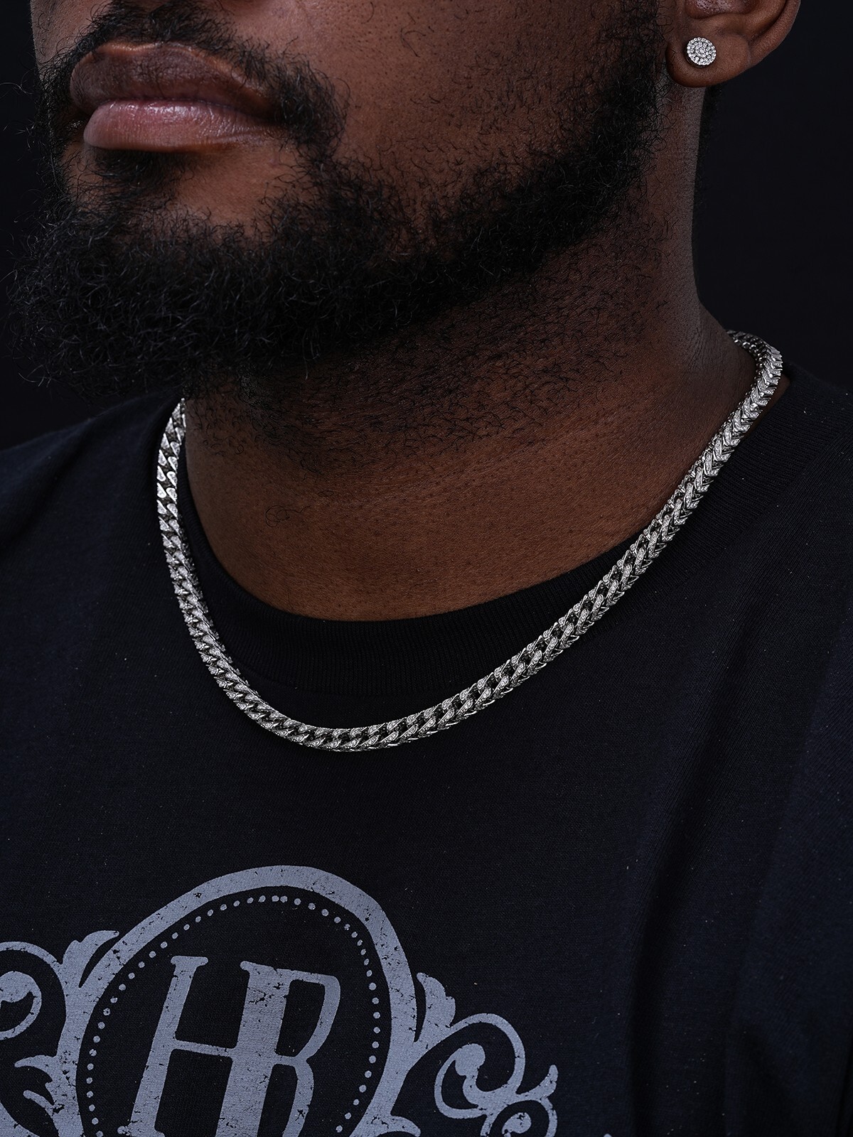 MOISSANITE Mens Real 925 Silver Men’s Franco Chain ICED Necklace 18-30″ Hip Hop