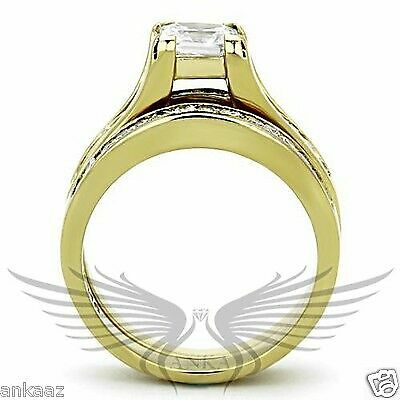1.3Ct Princess Cut AAA Cubic Zircon CZ Gp Wedding Set 5 6 7 8 9 10 11 Tk0W384