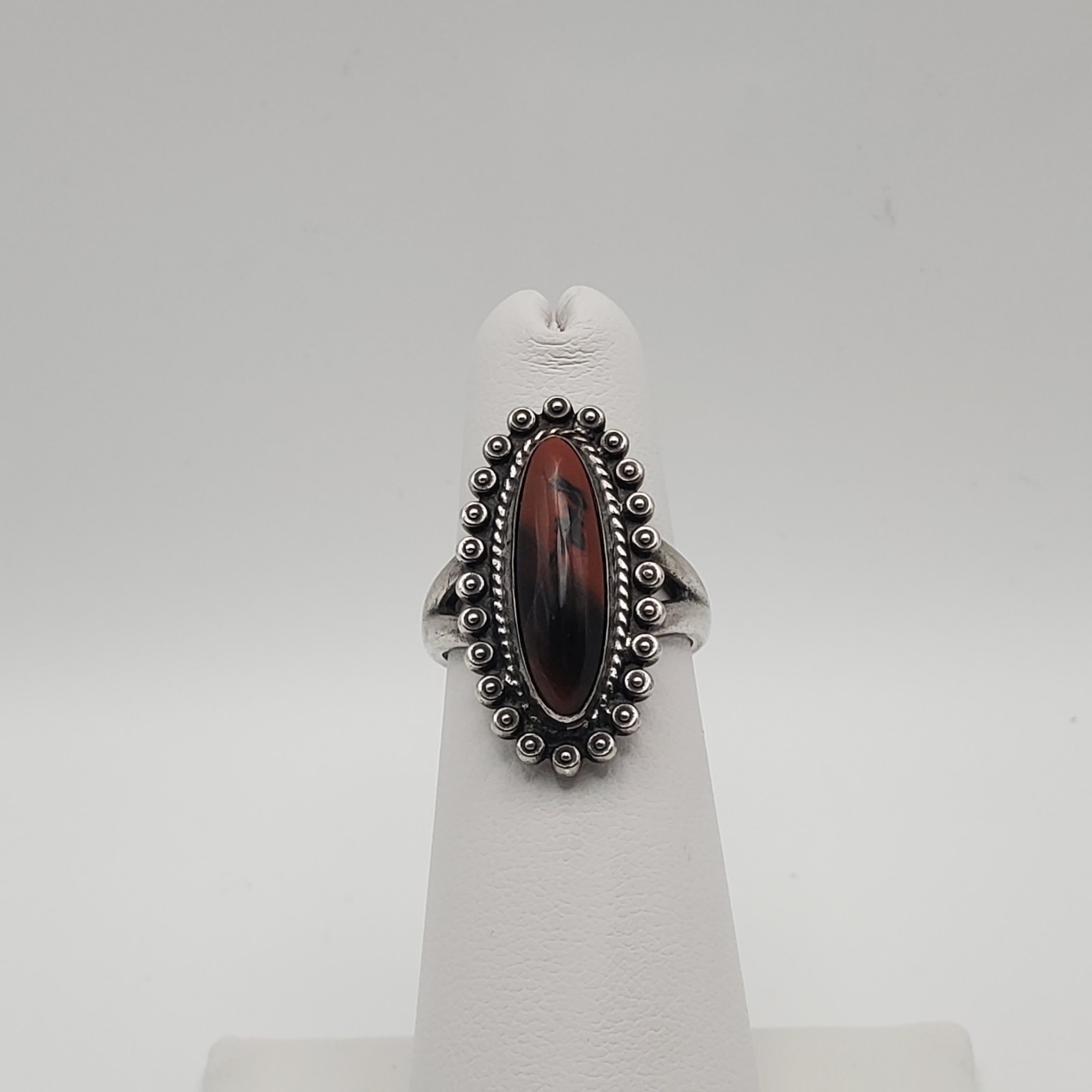 Southwestern Sterling Silver Red Jasper Cabochon Ring Size 5.5 Weighs 5.59g