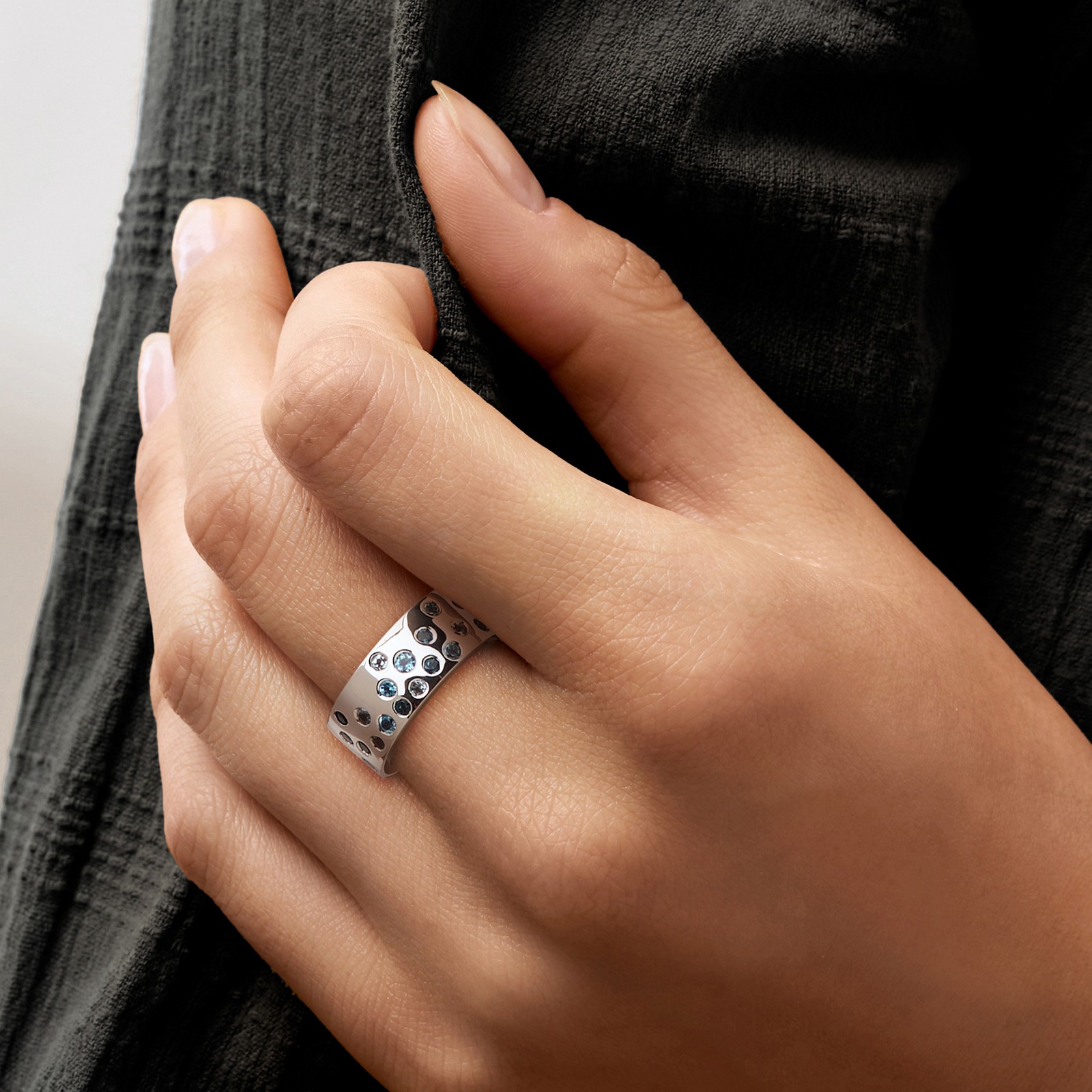 Ross-Simons 0.70 ct. t.w. Tonal Blue Topaz Ring in Sterling Silver