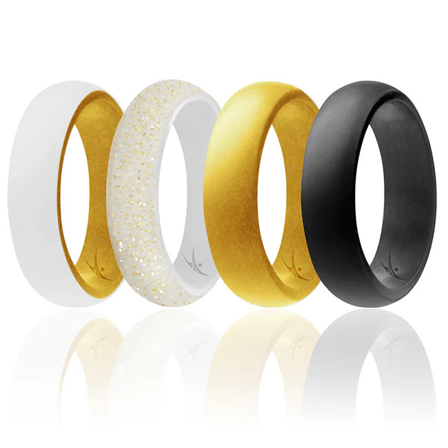 Silicone Wedding 2Layer Ring Set – Gold by ROQ for Women – 4 x 10 mm Ring