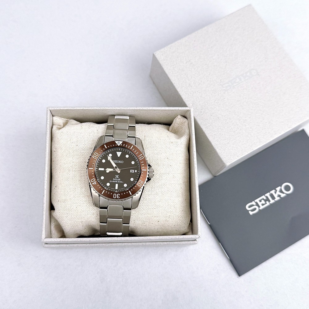 Seiko Prospex Sea Men’s Solar Brown Dial Diver Stainless Watch SNE571