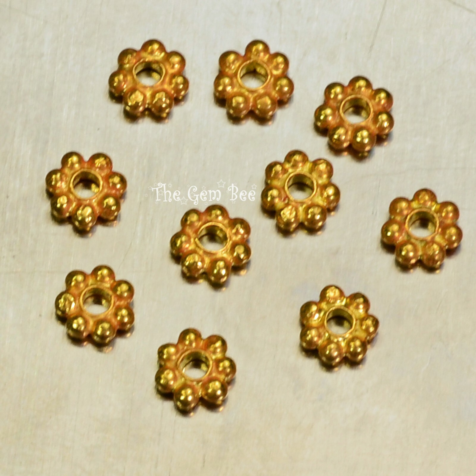 3.25mm 18k Solid Yellow Gold Daisy Spacer Findings (10)