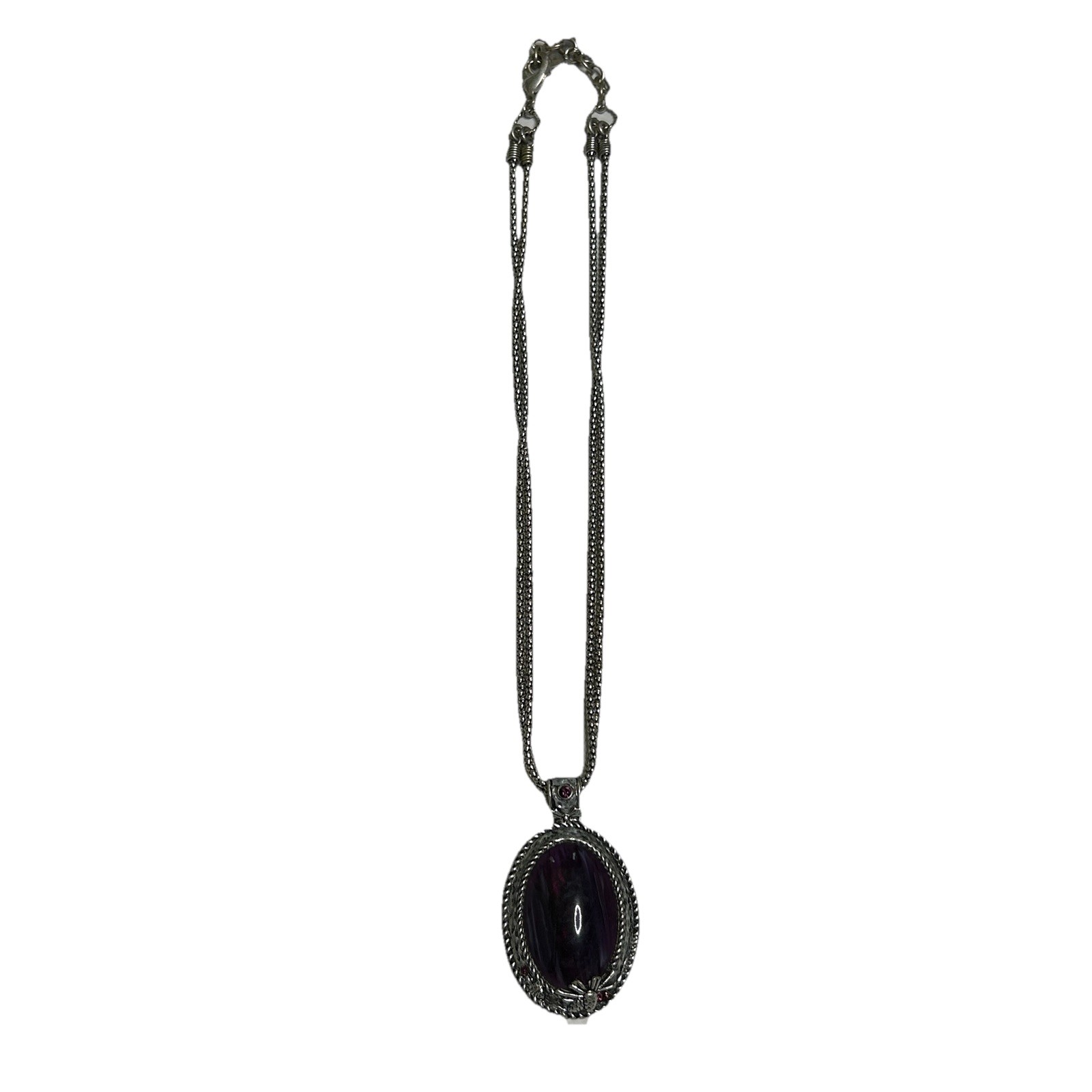 Faux Amethyst Pendant Necklace Faux Agate Silver Tone Coldwater Creek