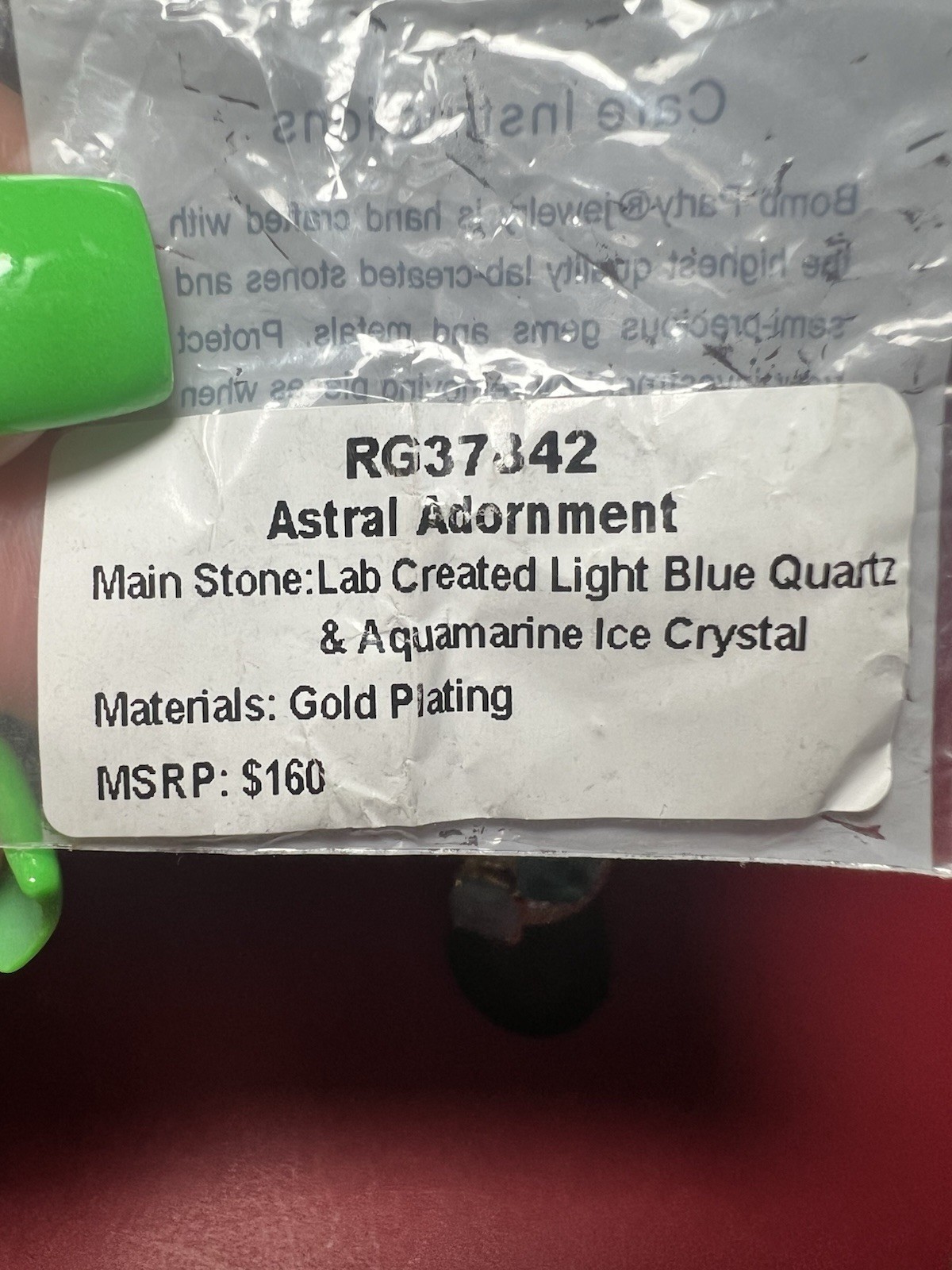 Bomb Party BP RG37842 Size 7, Astral Adornment, Aquamarine & Light Blue on Gold