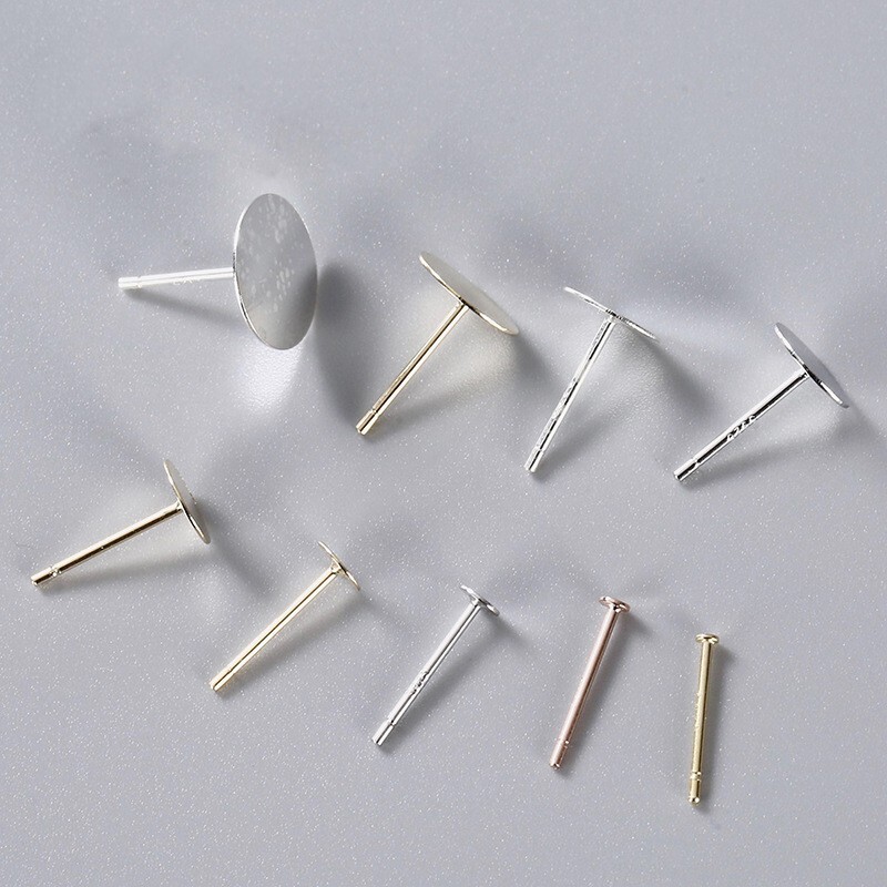925 Sterling Silver Flat Cup End Post Earring with Back 2mm 3mm 4mm 5mm 6mm 7mm