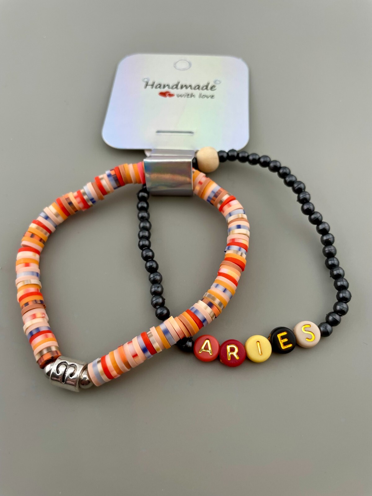 Handmade Aries Zodiac Bracelet Set Beaded Stretch Astrology Horoscope Jewelry