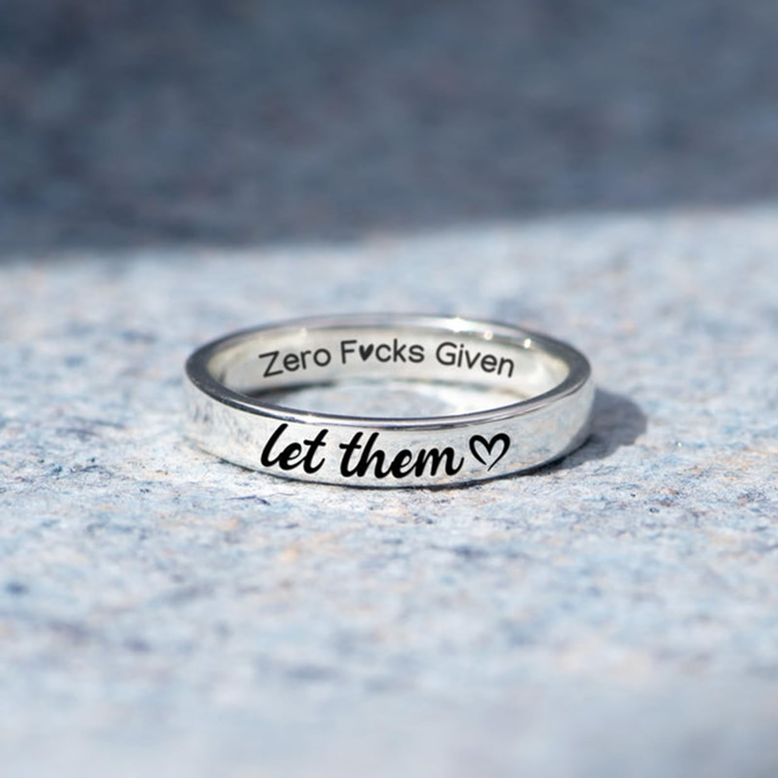 sunglnl Let Them Zero Fcks Given Mantra Ring for Women, Stainless Steel Band …