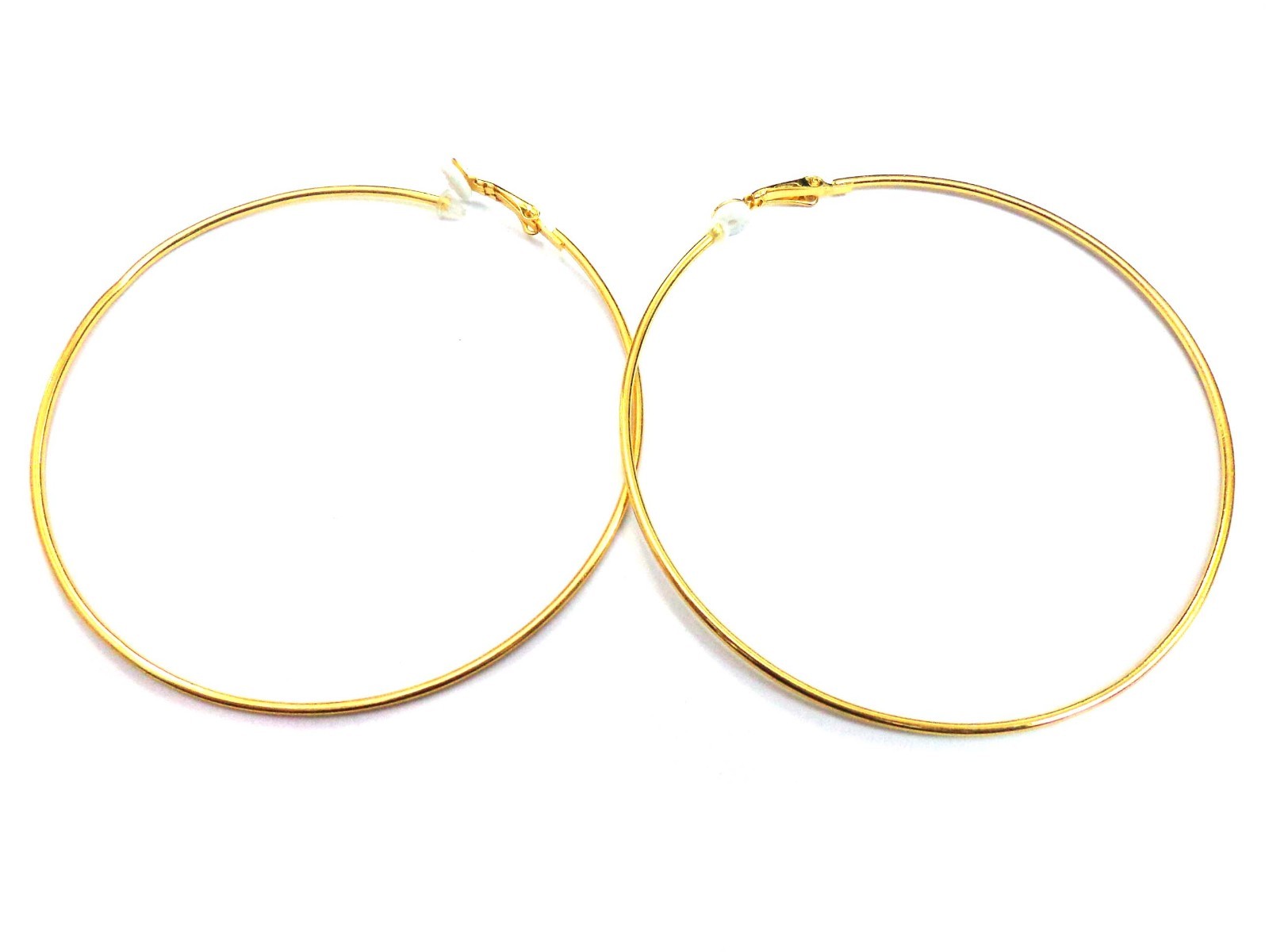 CLIP-ON EARRINGS LARGE 3 INCH HOOP EARRINGS SIMPLE THIN GOLD OR SILVER PLATED