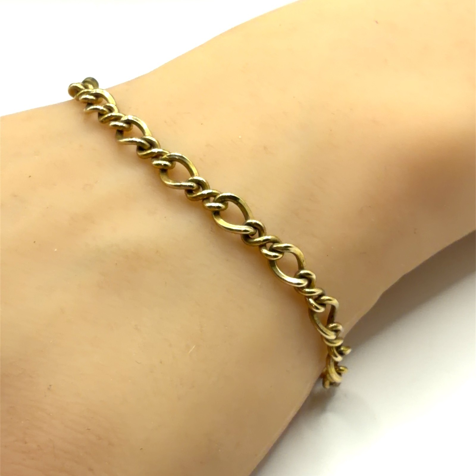 12K Gold Filled 7 Inch Double Link Curb Chain Charm Bracelet 5.8 Grams