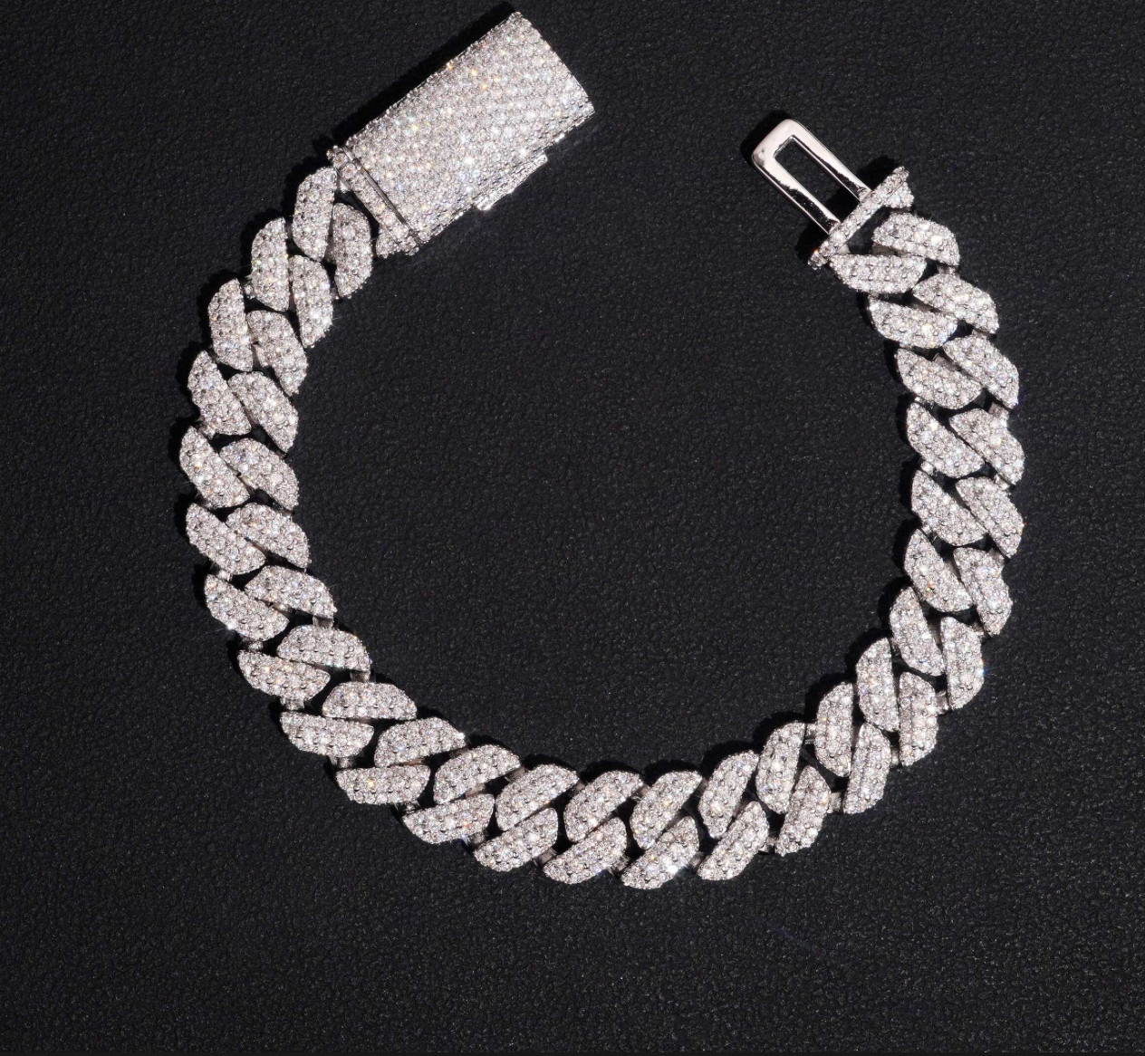 Bracelet 10mm Hip Hop VVS Moissanite Bracelet Brass Moissanite Cuban Link Bracel