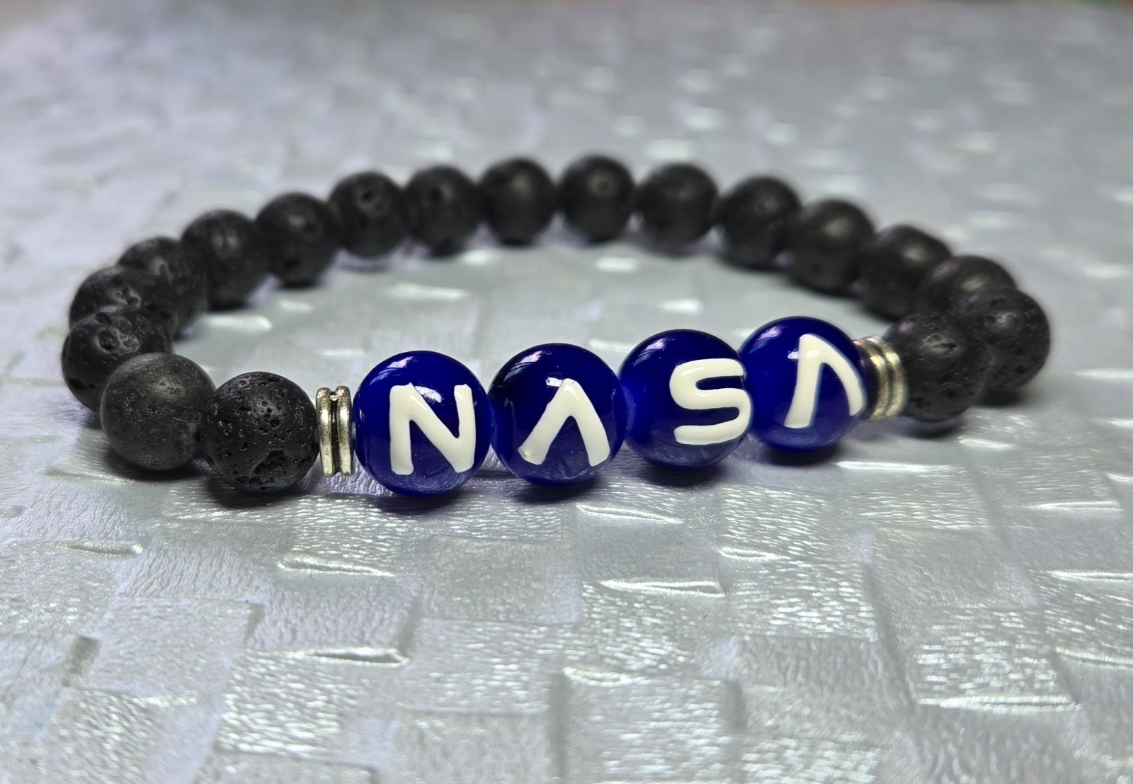 NASA Bracelet Astrology Science Fan Handmade Lava Beaded Stretch Bracelet