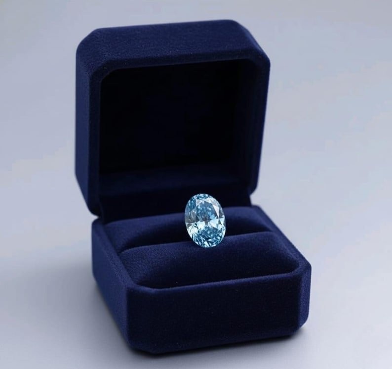 5 CT Oval Cut Loose Lab Grown Diamond Fancy Blue Color VVS1 Clarity Loose Gems