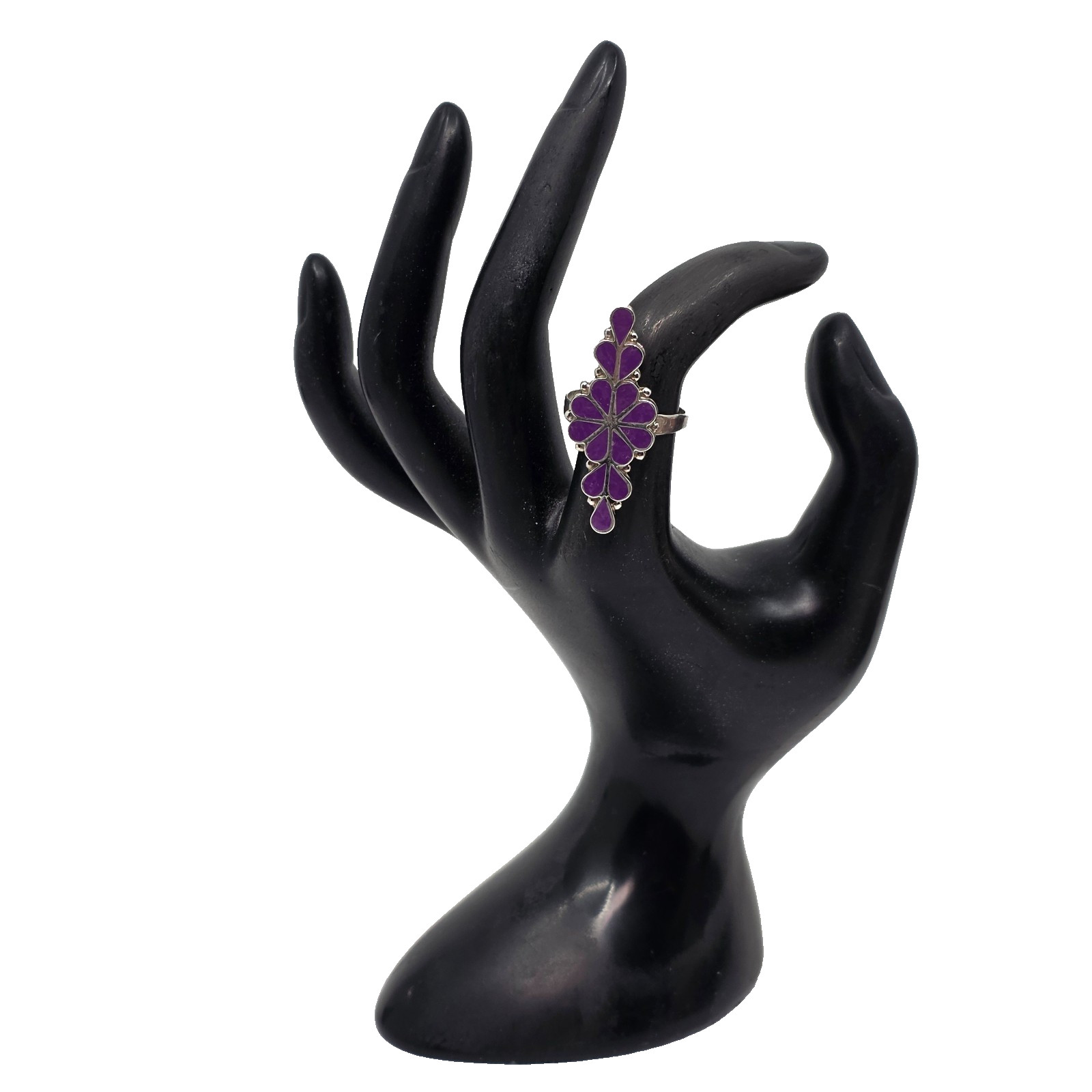 Zuni Sugilite Inlaid Sterling Silver Ring Size 8