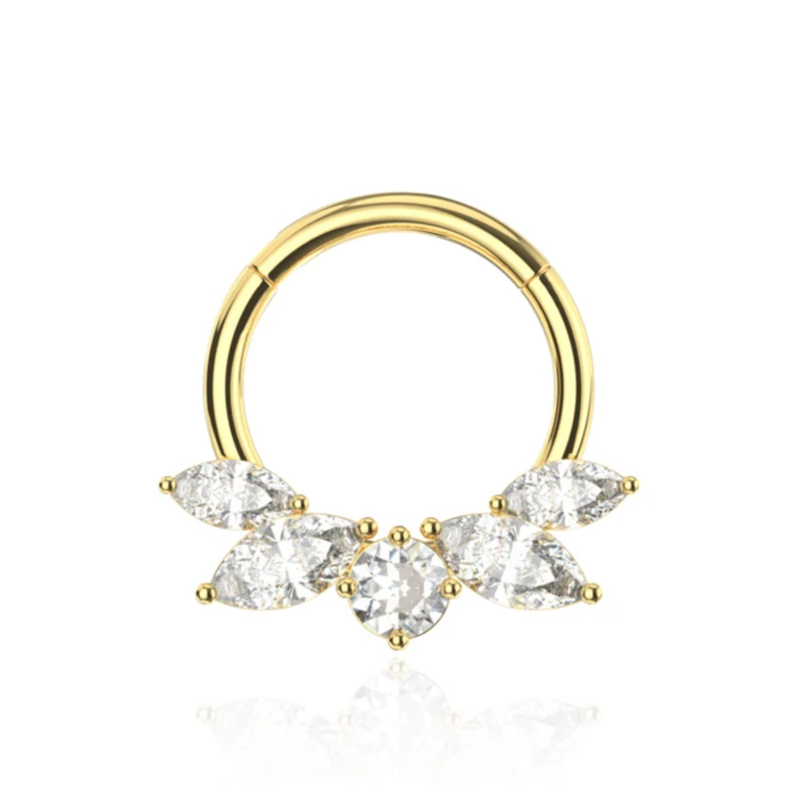316L Surgical Steel CZ Jewelled Bee Hinged Segment Clicker Nose Septum Ring