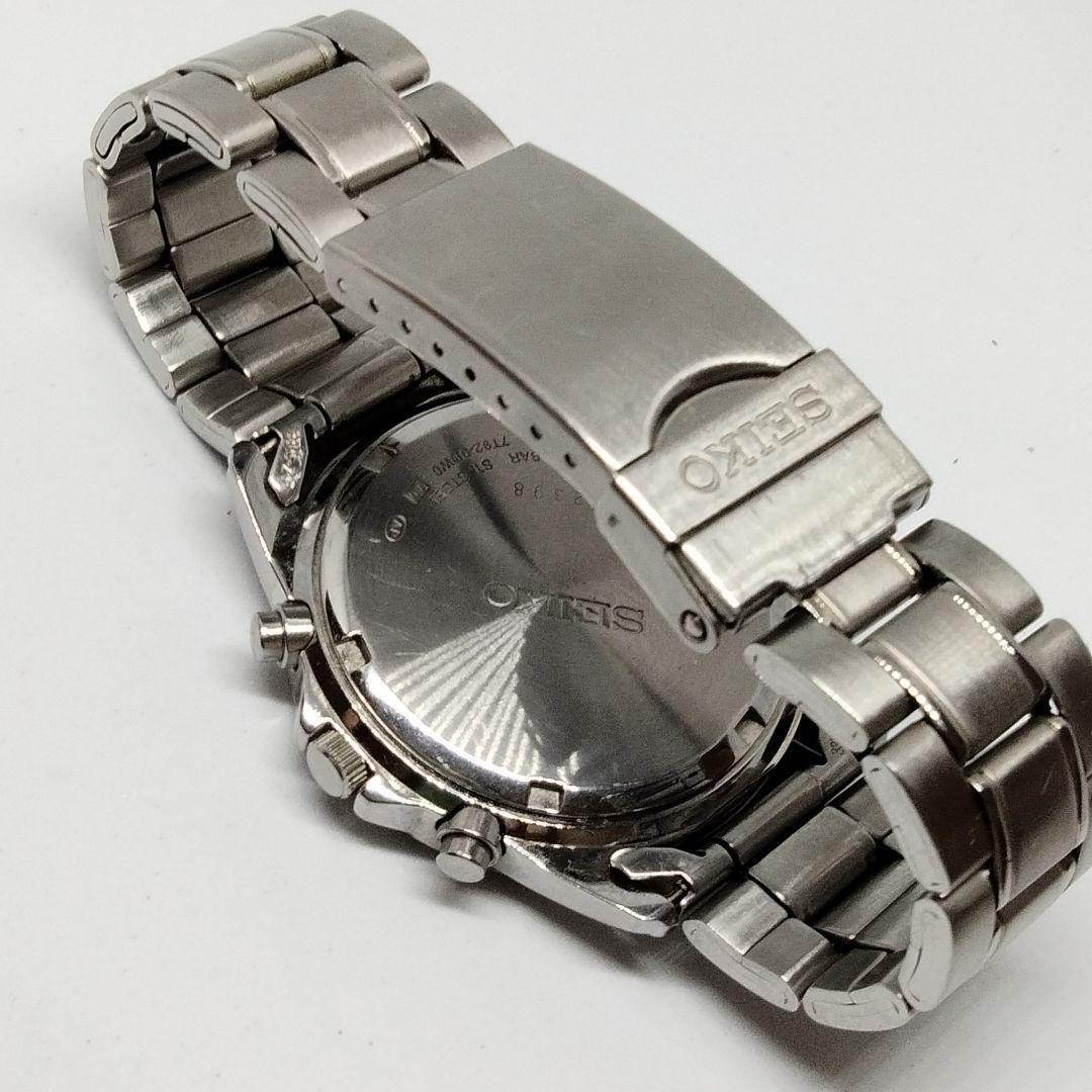 Seiko Mens Watch Chronograph 100m 10Bar 7T92-0DW0 Quartz Analog Very Good Japan