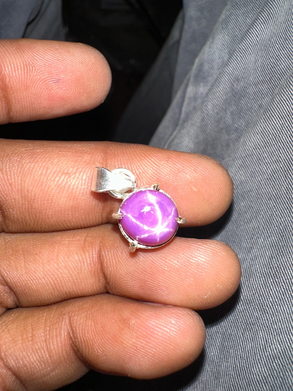 Natural 12.30 CT Pink Star Sapphire Round Cut GIE Certified Gemstone Pendant 925