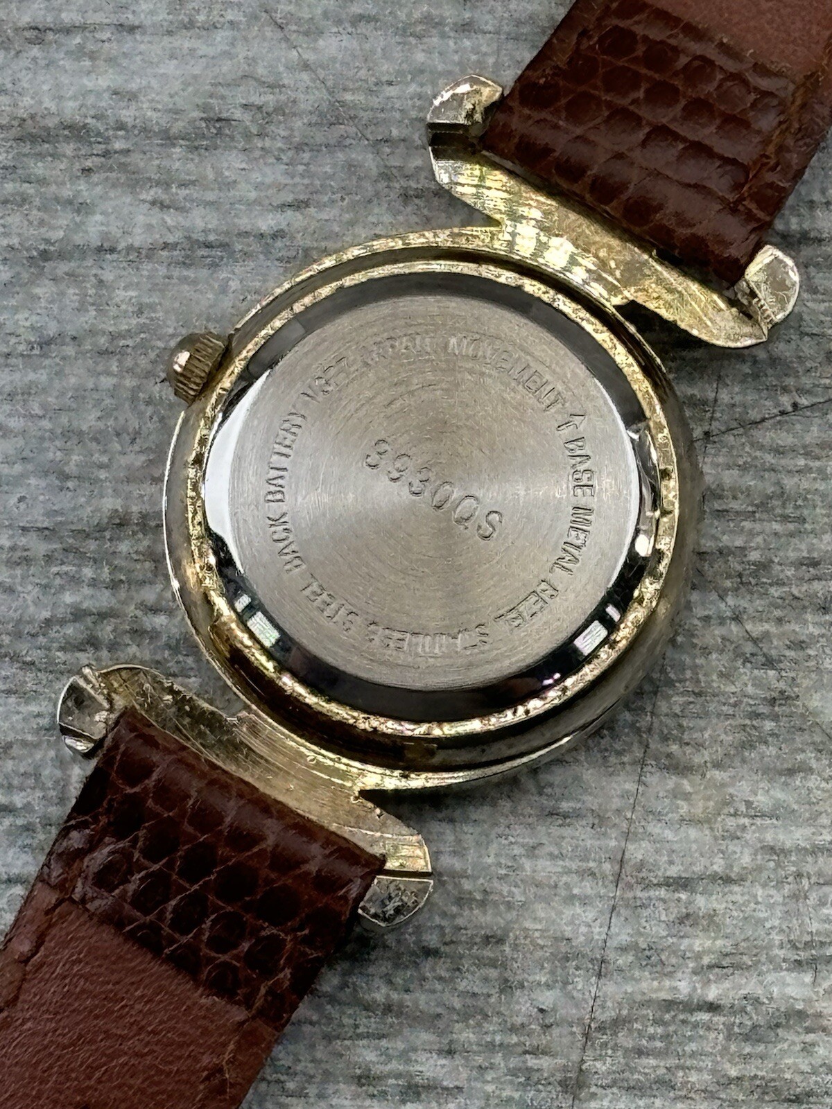 Mitoya Quartz V377 Wristwatch 3930QS Gold Silver Brown Leather Works Japan Fada