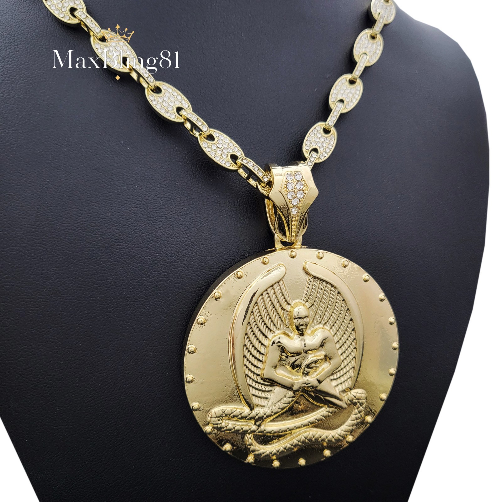 Hip Hop Gold Plated 2Pac Euphanasia Pendant & Iced CZ 8mm Mariner Chain Necklace
