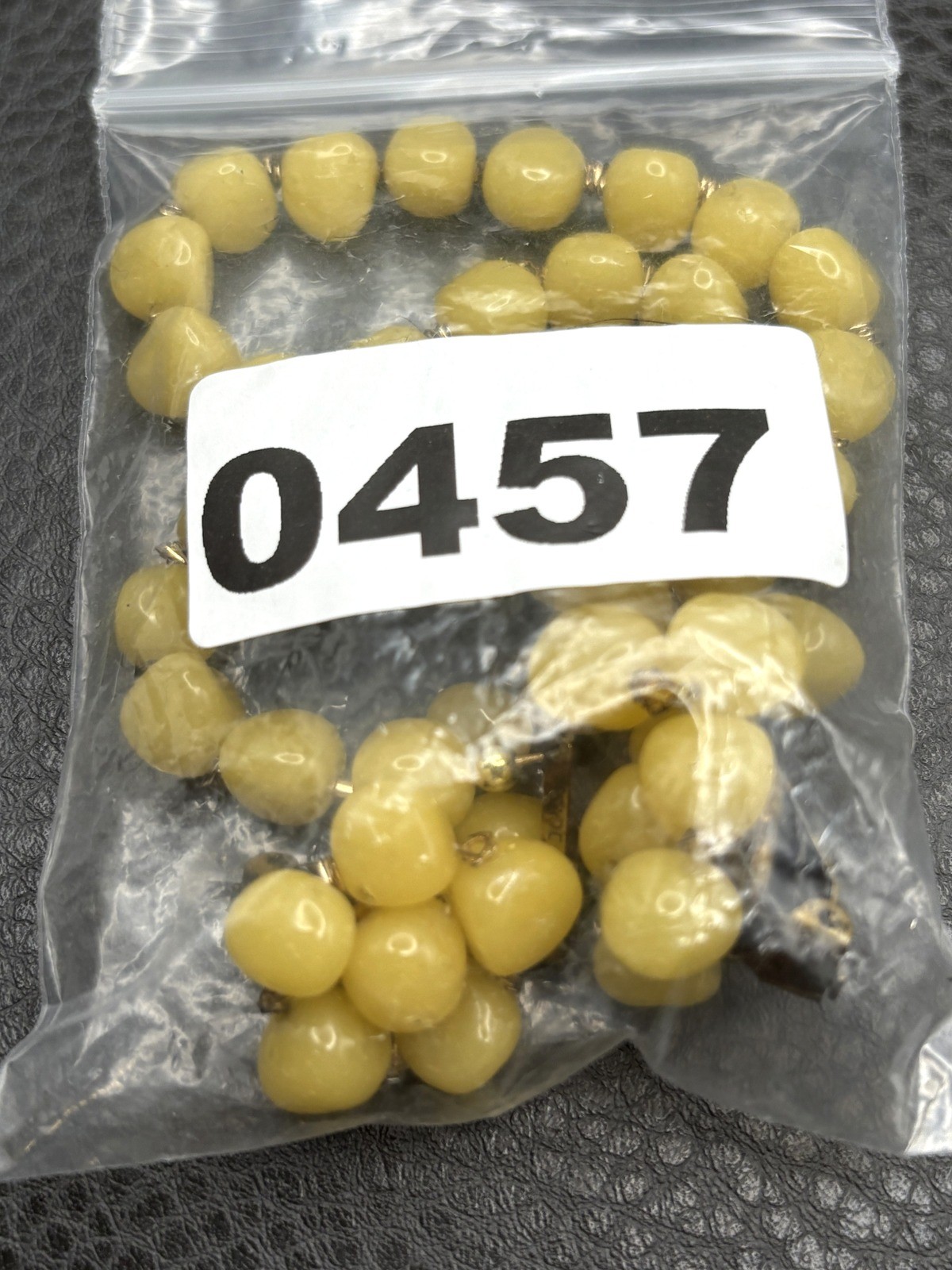 Vintage Made In Italy Yellow Art Glass Bead Necklace & Clip Ons Earring Set