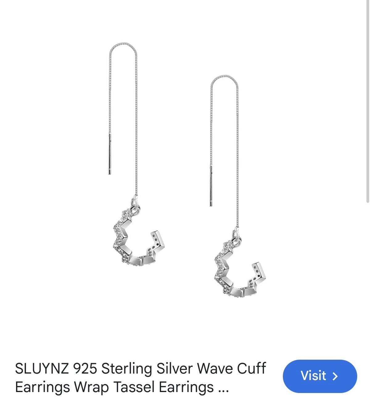 SLUYNZ 925 Sterling Silver Clear CZ Threader Tassel Dangle Earrings French Wire