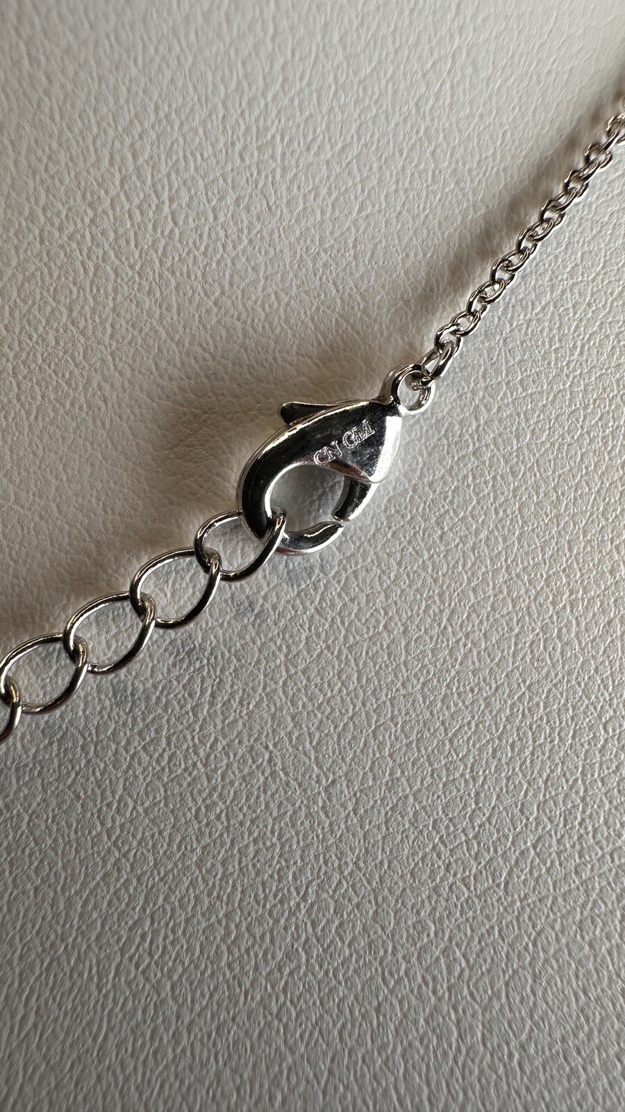 Sterling Station Necklace CZ Silver Tested Cubic Zirconia GM Golden Moon 17”
