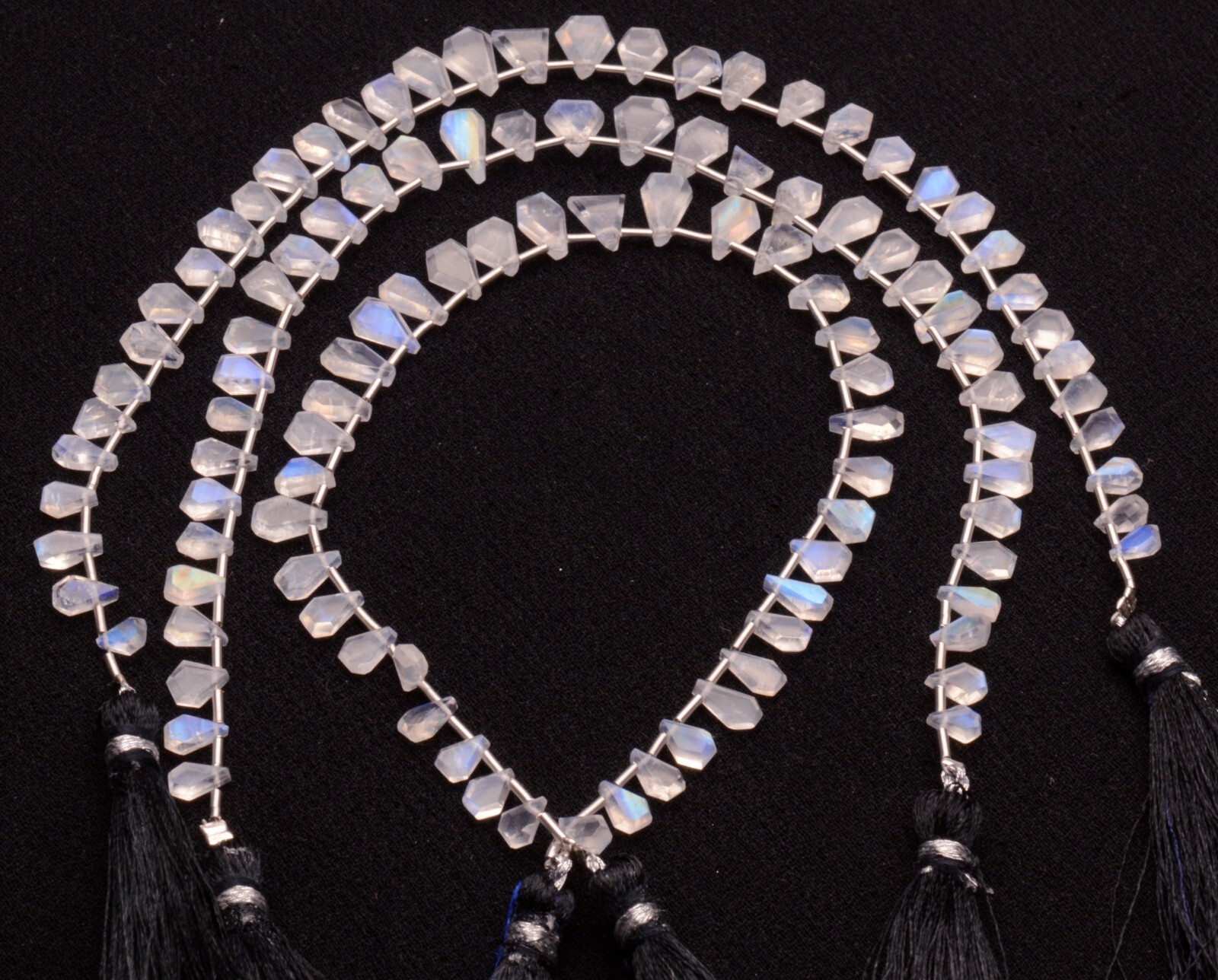 Blue Fire Rainbow Moonstone 5 to 9 mm Size Jewelry Making Beads 9″ Strand