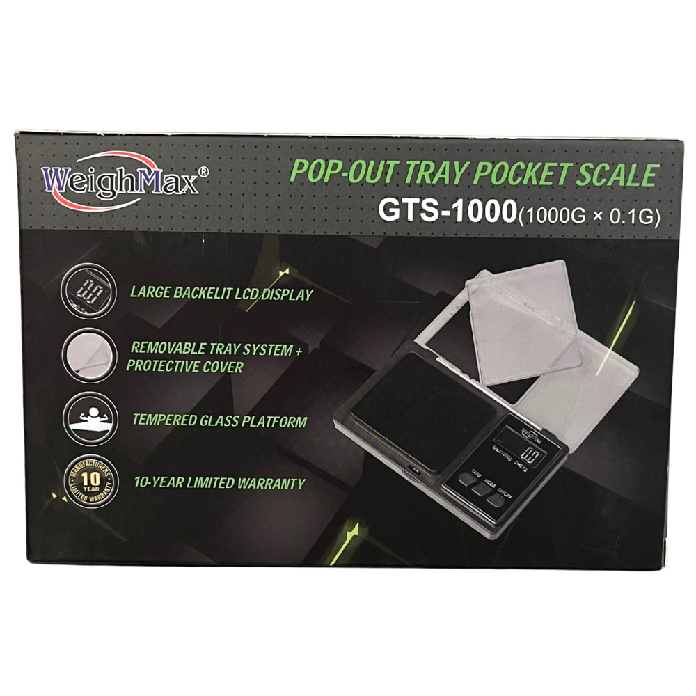 WeighMax GTS-1000 1000g x 0.1g Digital Pocket Scale Tempered Glass Tray New
