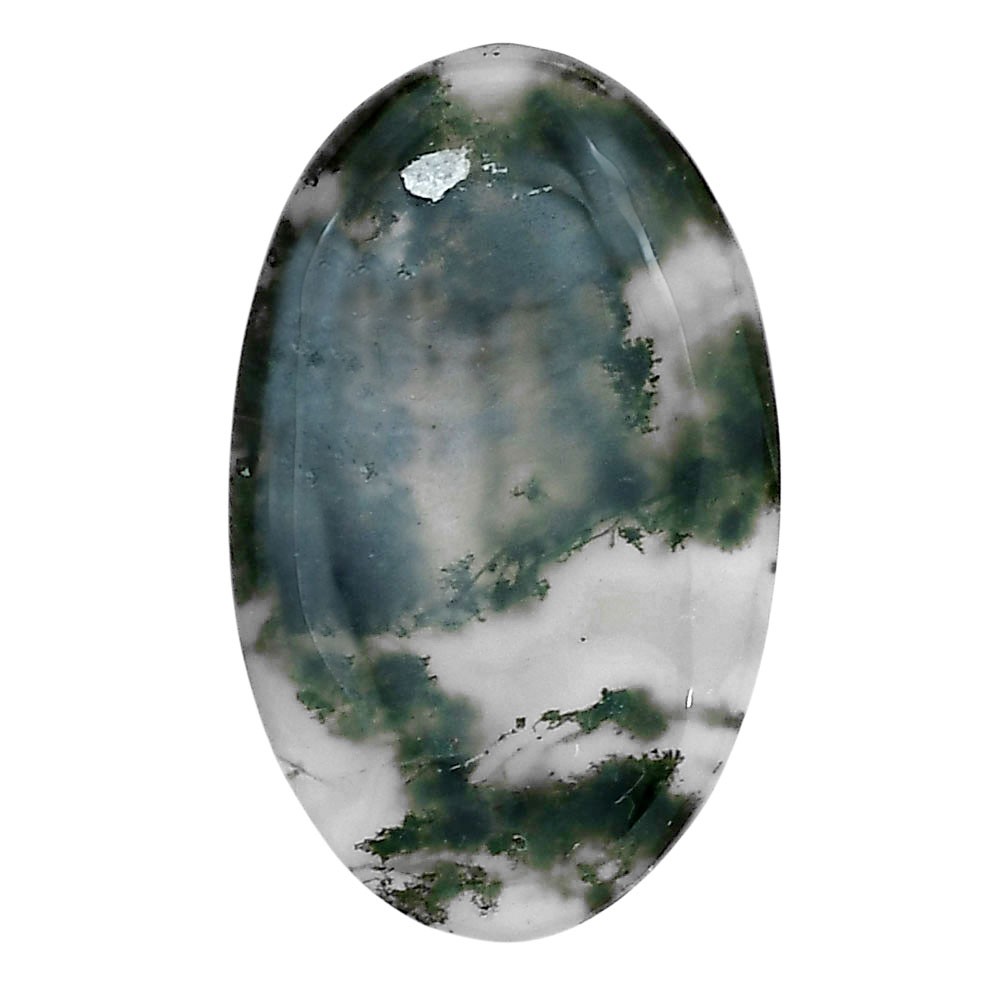 Natural Green Moss Agate 33×20.3×5 mm Oval Shape Polished Gemstone LS02038-31