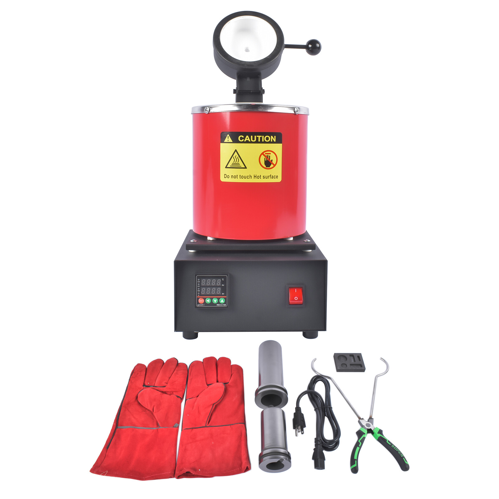 Gold Melting Furnace 1500W 1150°C/2102°F for Smelting Metal 110V 1KG 2KG 3KG Red
