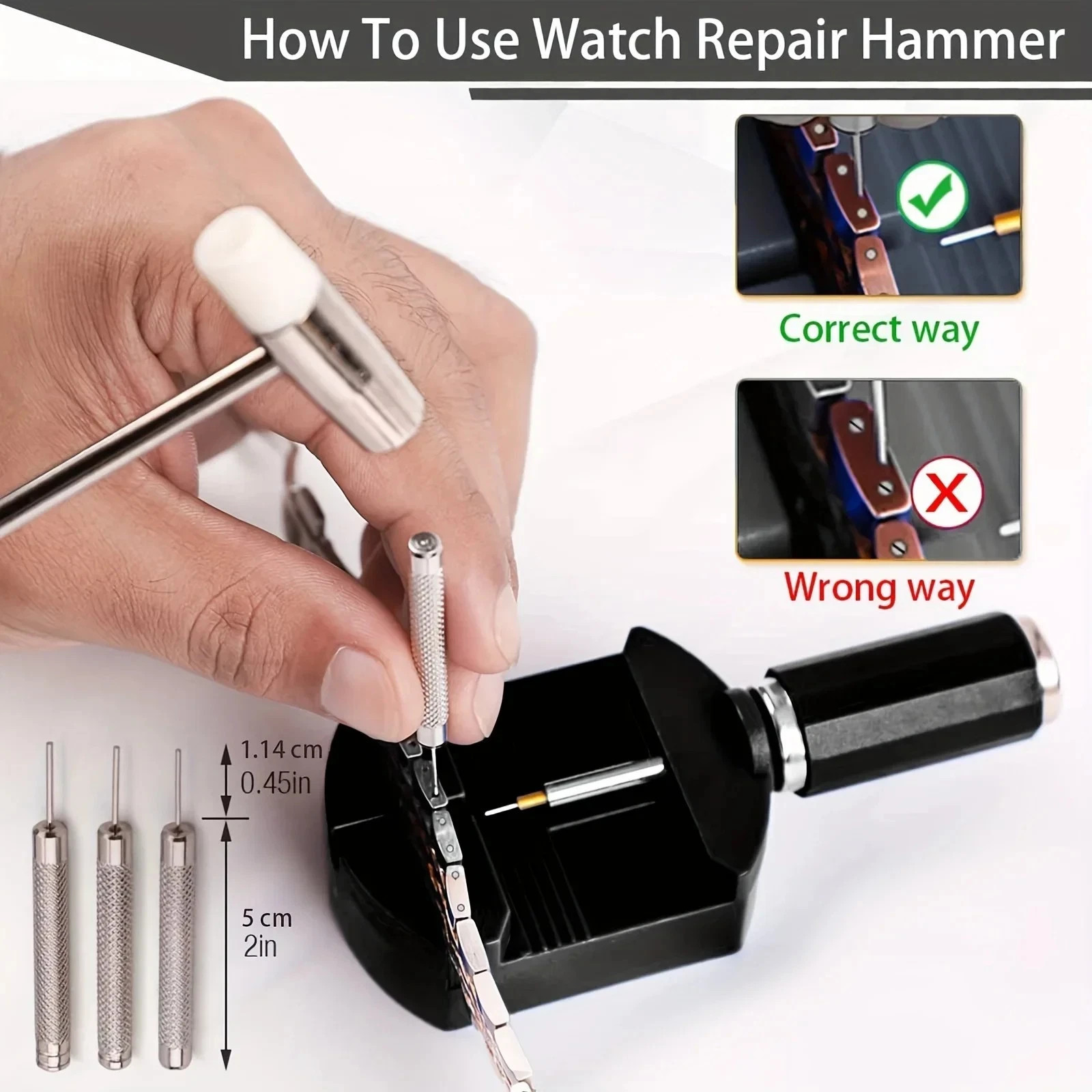 Watch Link Removal Kit, Watch Band Sizing Tool for Watch Strap Adjustment, Watch