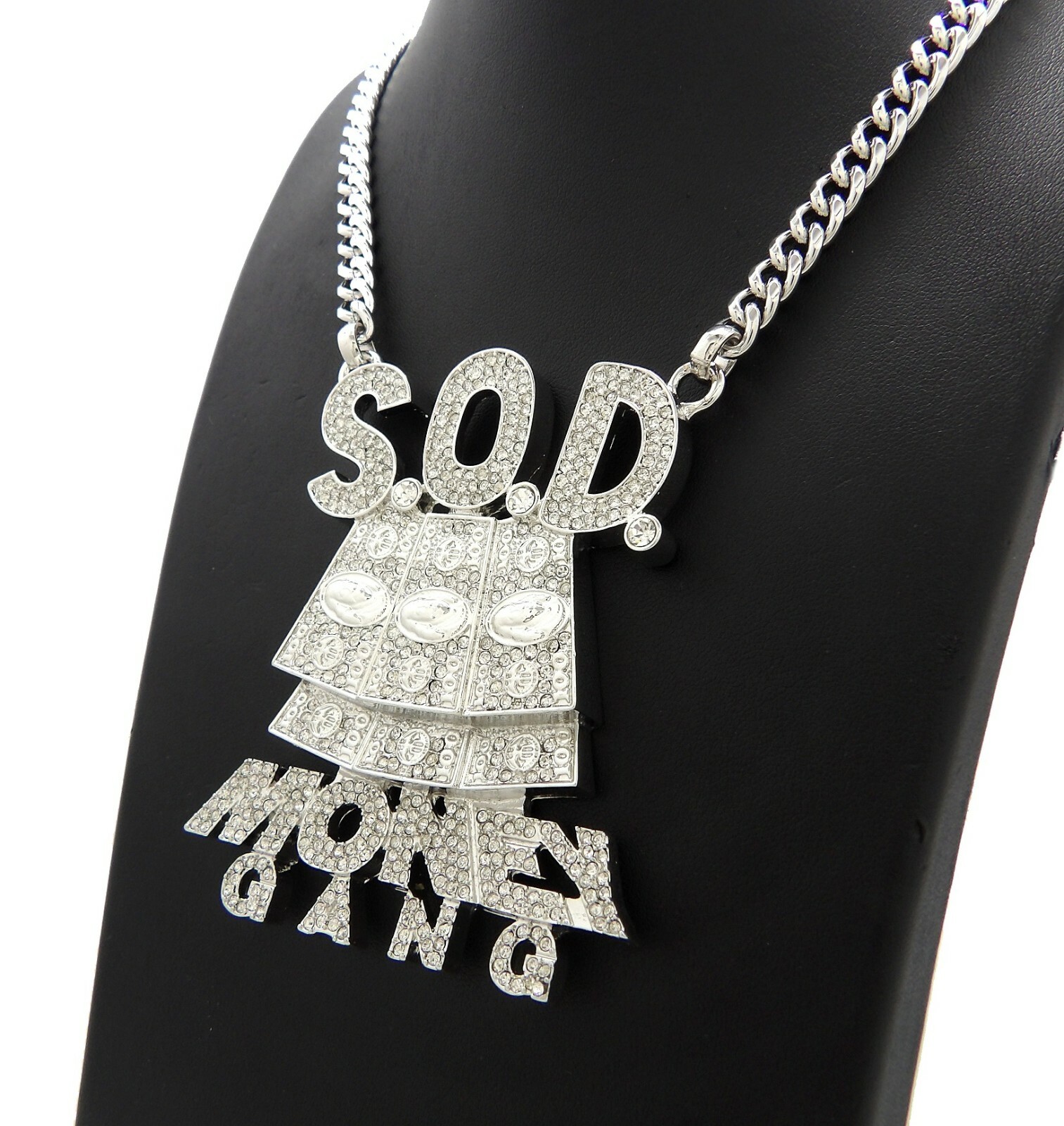 New SOD Money Gang Pendant 6mm/24″ or 30″ Cuban Chain Hip Hop Necklace RC3752