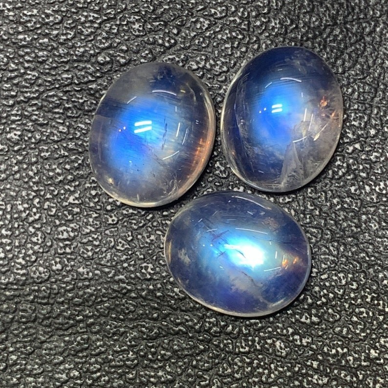 AAAAAA Quality Rainbow Moonstone Blue Fire Oval Shape Cabochon Size 10X12 MM