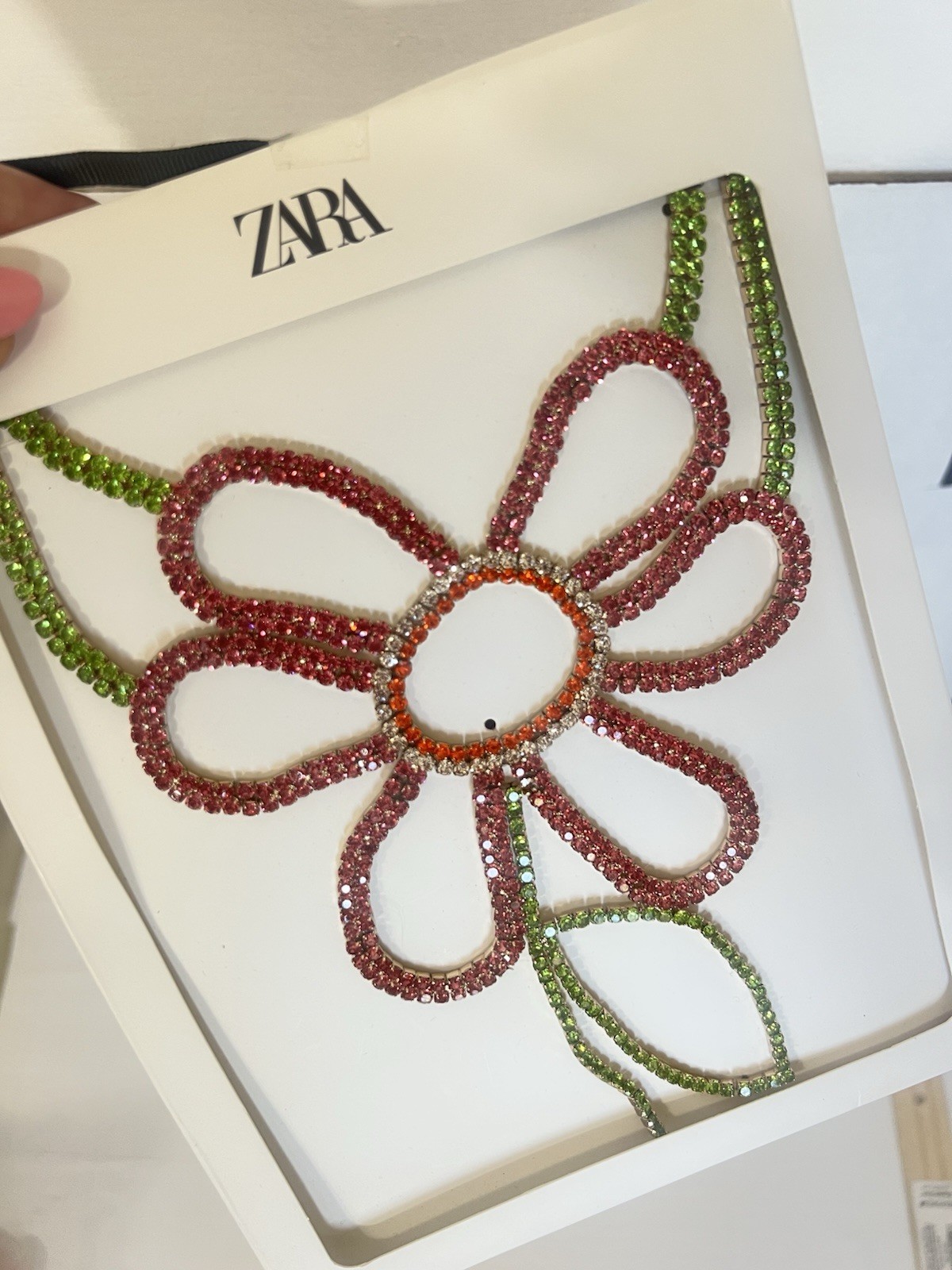 New ZARA Daisy Rhinestone Statement Necklace Special Occasion Unique Y321c