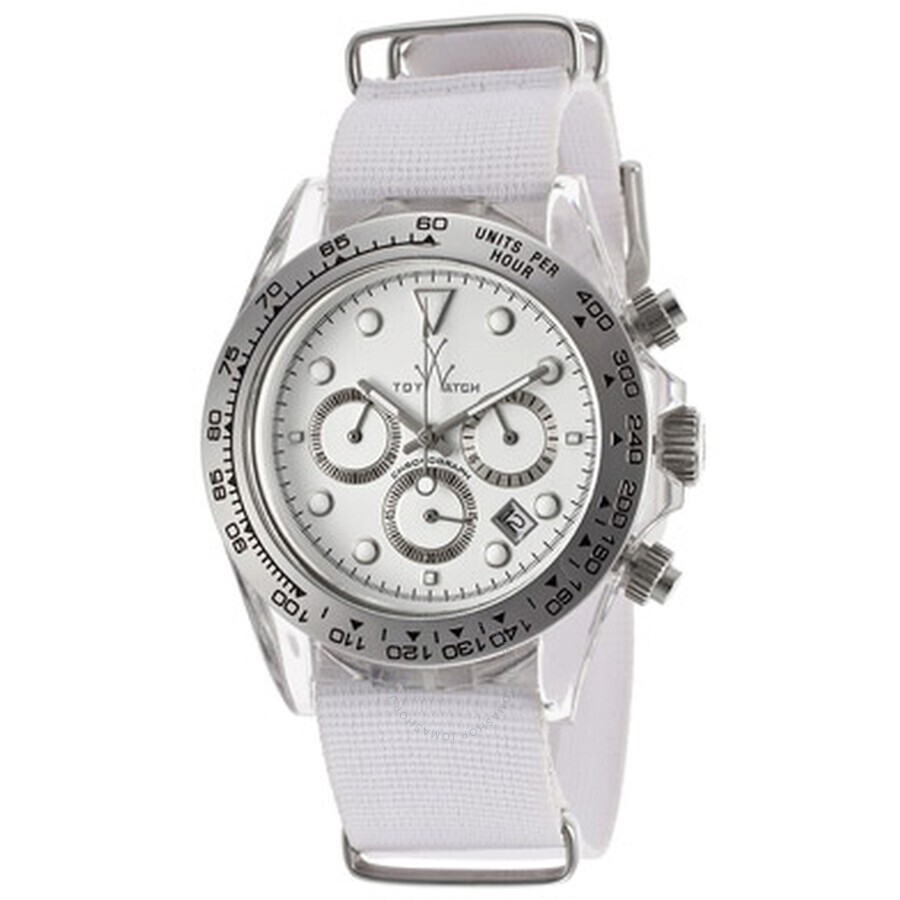 ToyWatch Toy Watch Chronograph White Dial White Canvas Strap Men’s Watch 5003WHW