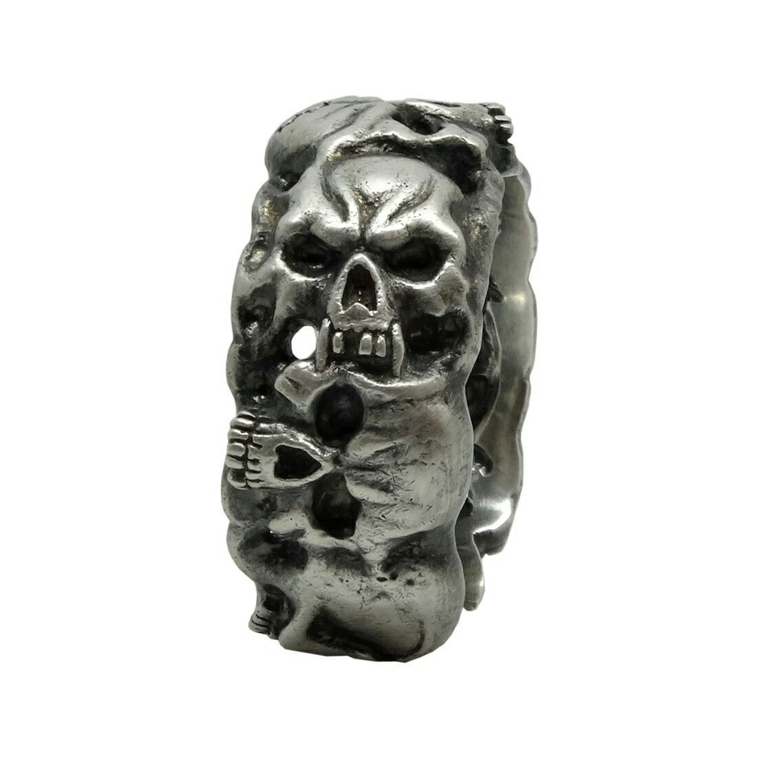 Sterling Silver Skull Band Memento Mori Men’s Masonic Ring Biker