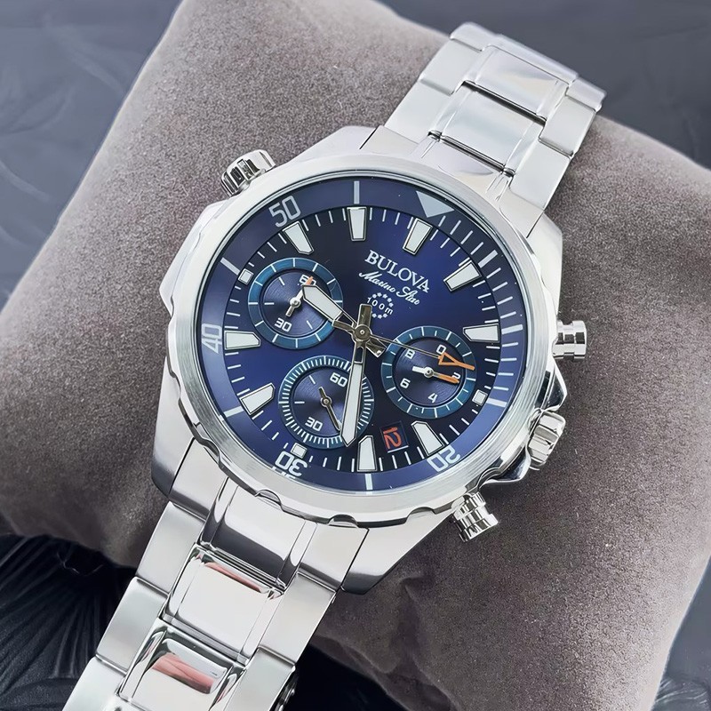 Bulova Marine Star Series B 96B256 Blue Dial Quartz Men’s Chronograph Watch 43mm