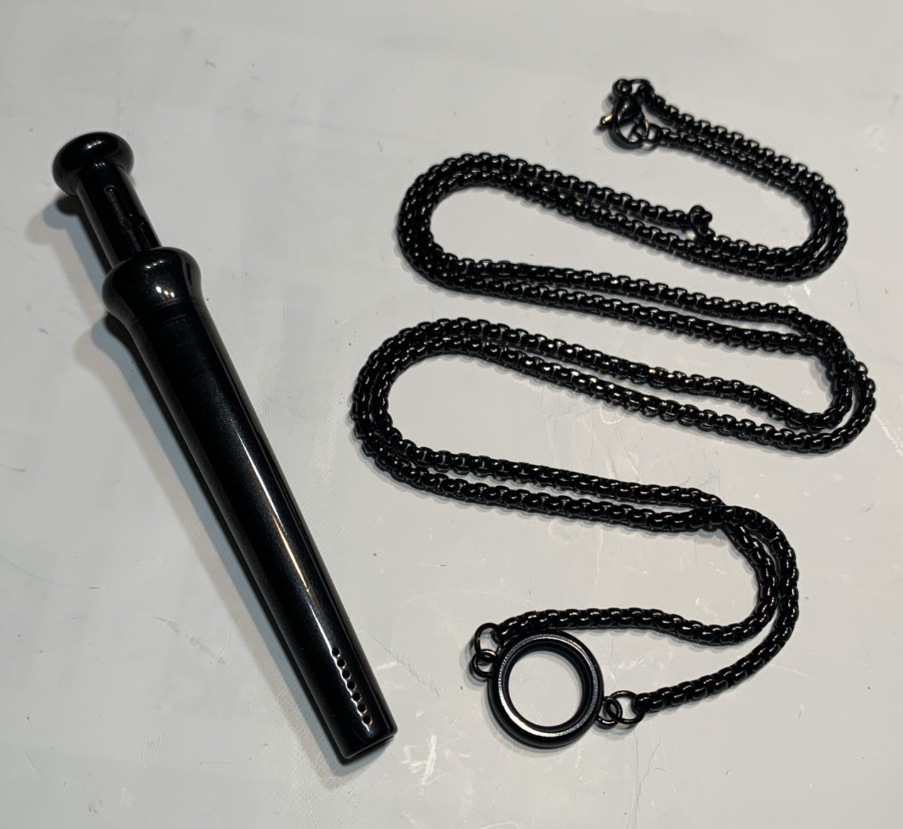 Bump Straw Pendant With Necklace Snuff Tool Full Size SNOGO Clone In Black NEW