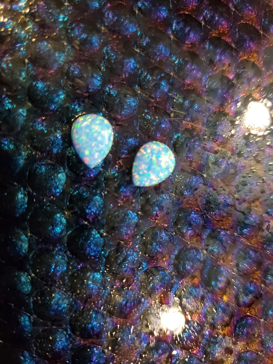 Two Set 0.38ct Loose Lab Created Pear Cut Blue Pink GreenTriplet Opal 5 x 4.5 mm