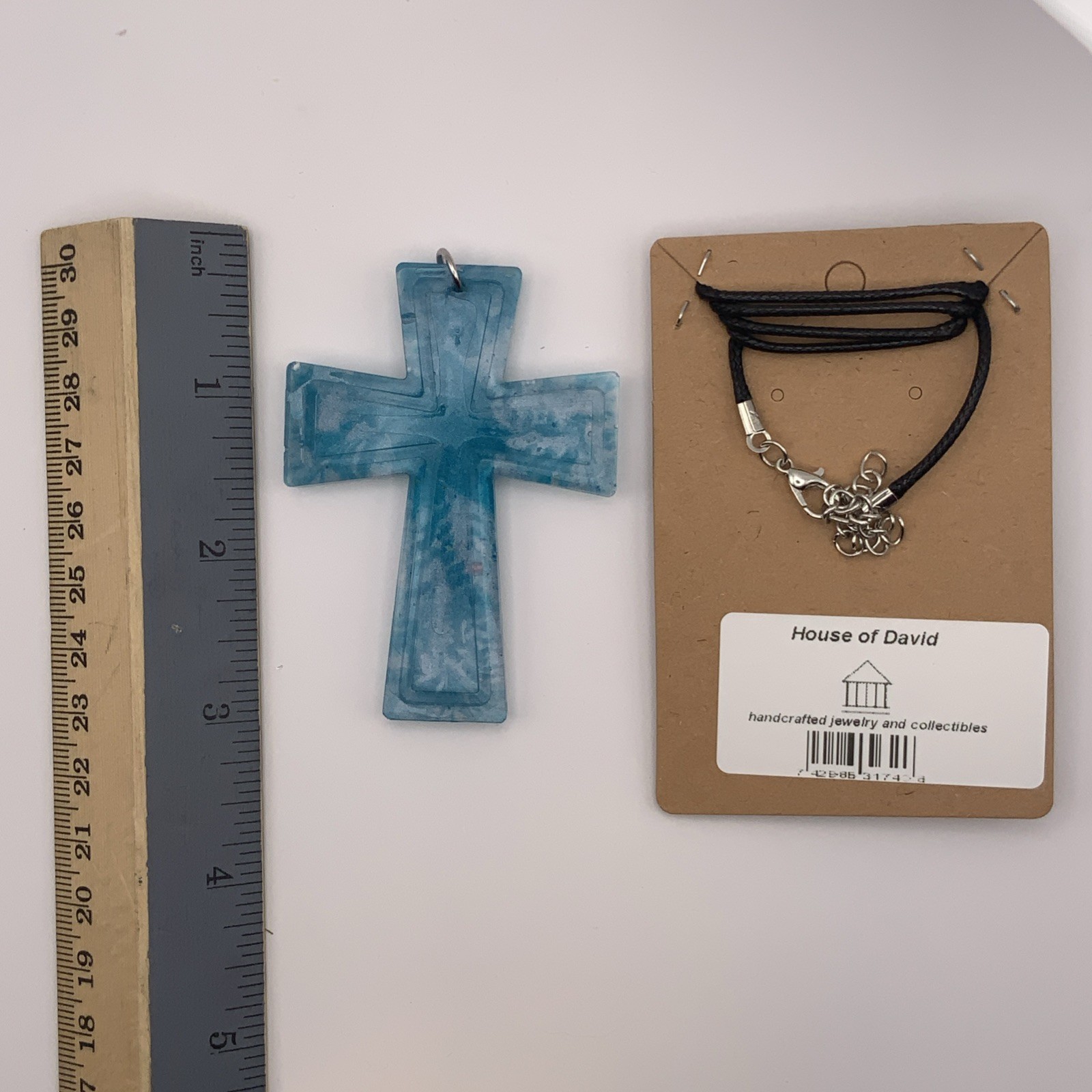 House Of David Handmade Cross Necklace Marbled Dream Water