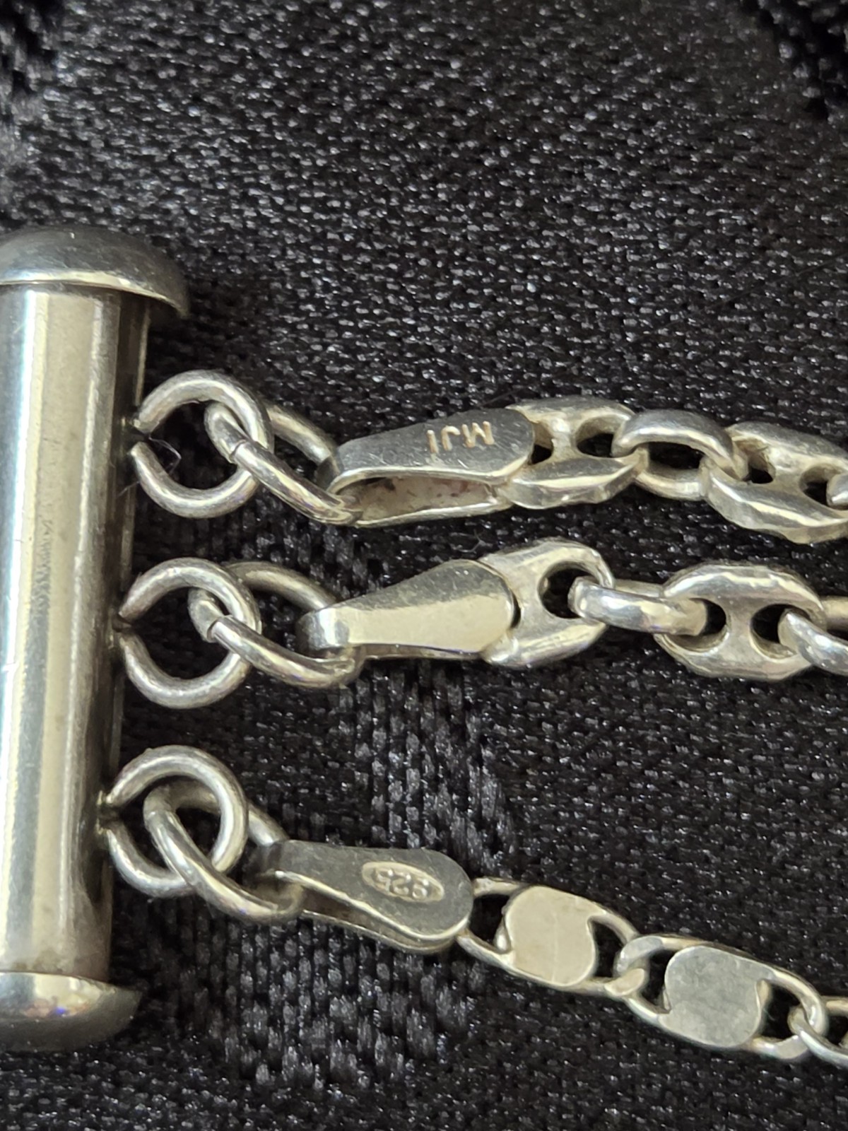 Birks Sterling Silver 3 Strand Necklace 925 Mariner , Valentino Chains 28.41 G