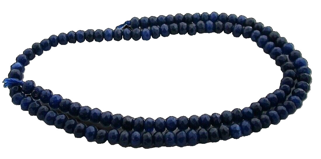 54 Carat 2 x 4.5mm Natural Medium To Dark Blue Sapphire Faceted Bead EBS9467