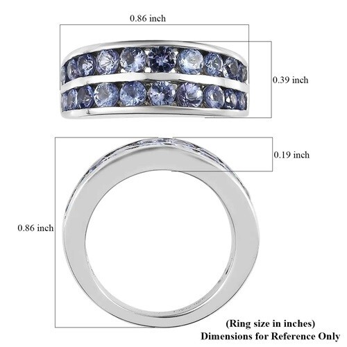 Tanzanite Half Eternity Band Ring in Platinum Over SS (Size 6.0) 1.90 ctw