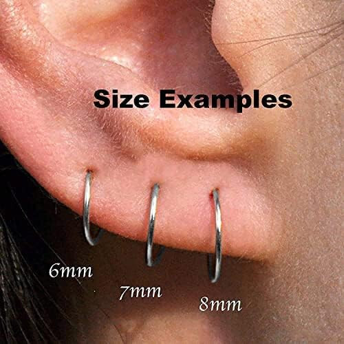 18 GA Sterling Silver Thin Huggie Hoop Piercing Cartilage Earrings Nose Septum