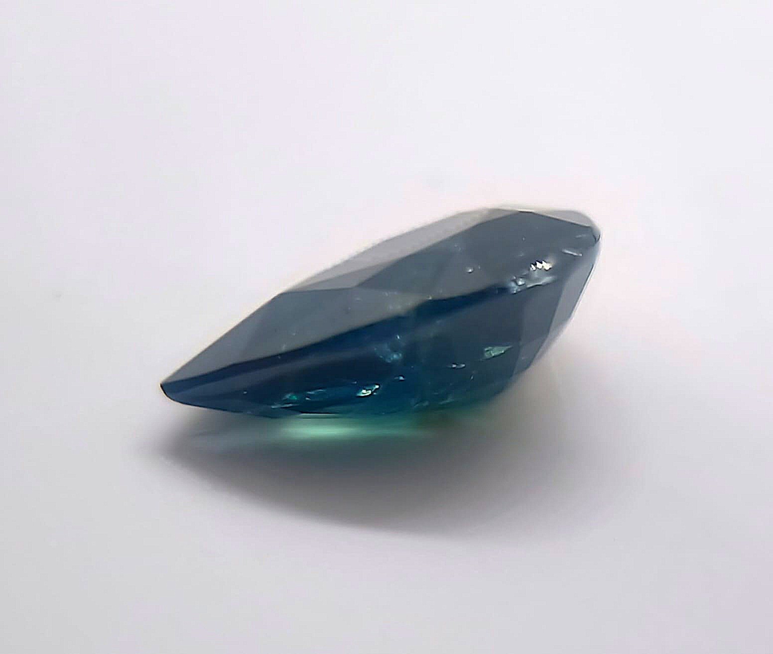 AUSTRALIAN OCEAN DEEP NAVY BLUE-Green SAPPHIRE 1.36ct Pear Tasmanian Plant Insid